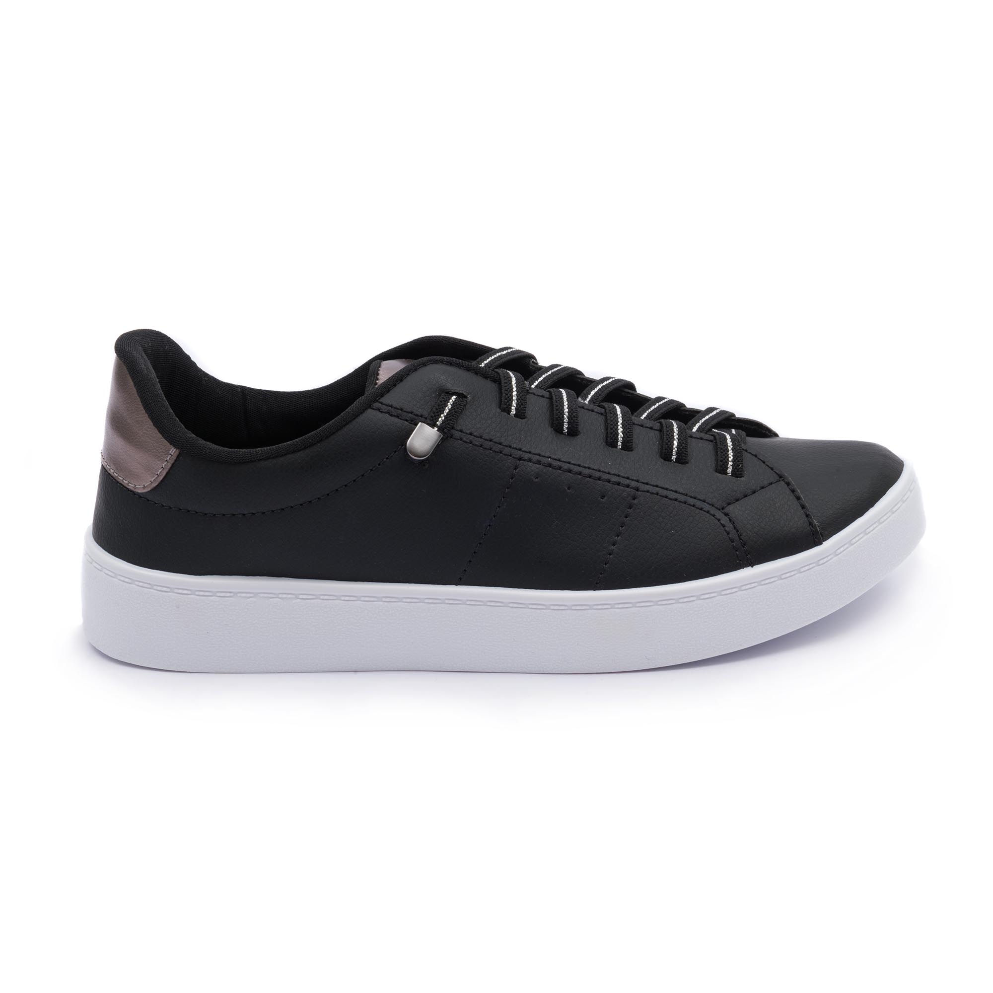 Tênis Feminino Karita Preto com Detalhe Grafite