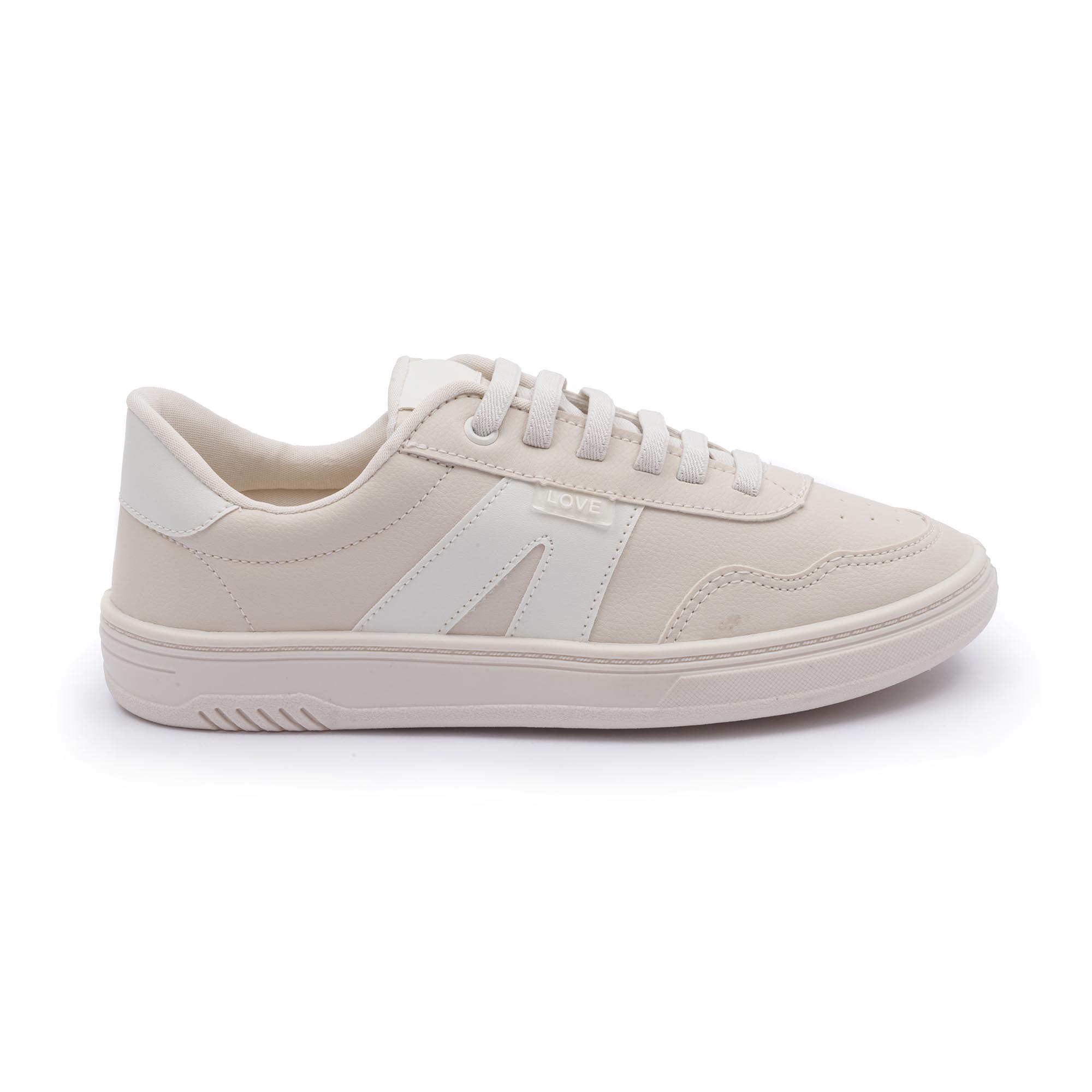 Tênis Feminino Karita Off white com Detalhe Branco