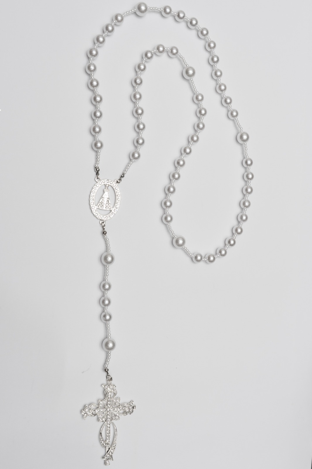 Terço Pérolas e Strass com Nossa Senhora Aparecida