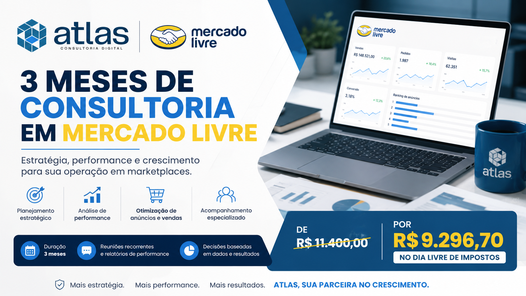 3 meses de consultoria estratégica para vendas no Mercado Livre