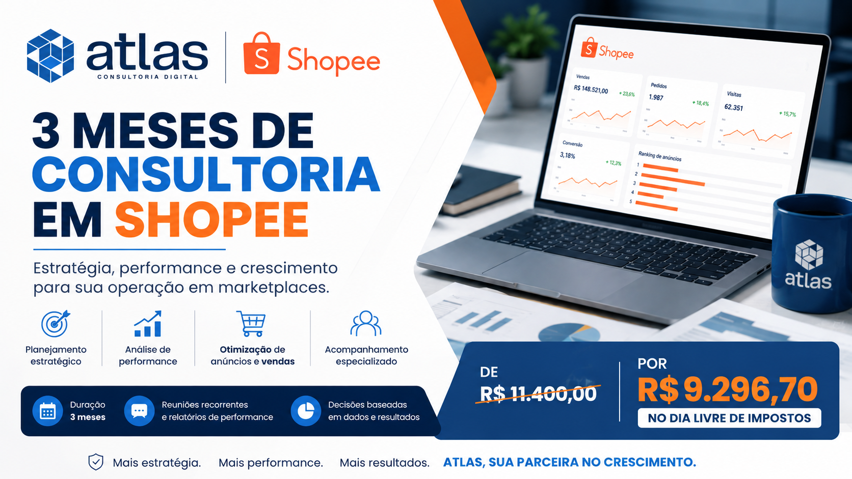 3 meses de consultoria estratégica para vendas na Shopee