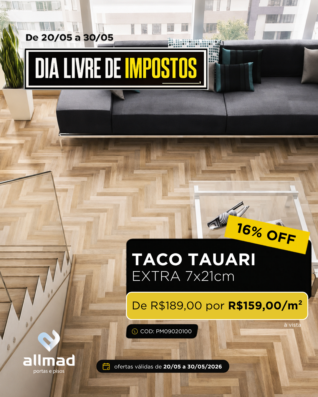 Taco De Madeira Tauari Extra – 7x21cm | Valor por m²