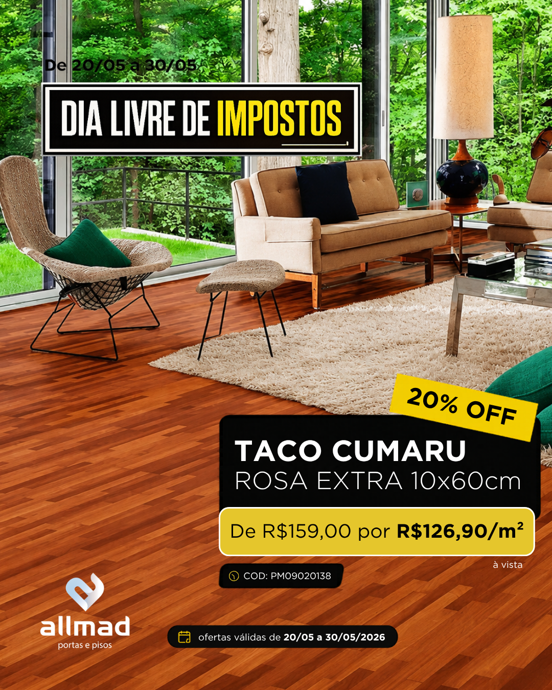 Taco De Madeira Cumaru Rosa Extra – 10x60cm | Valor por m²
