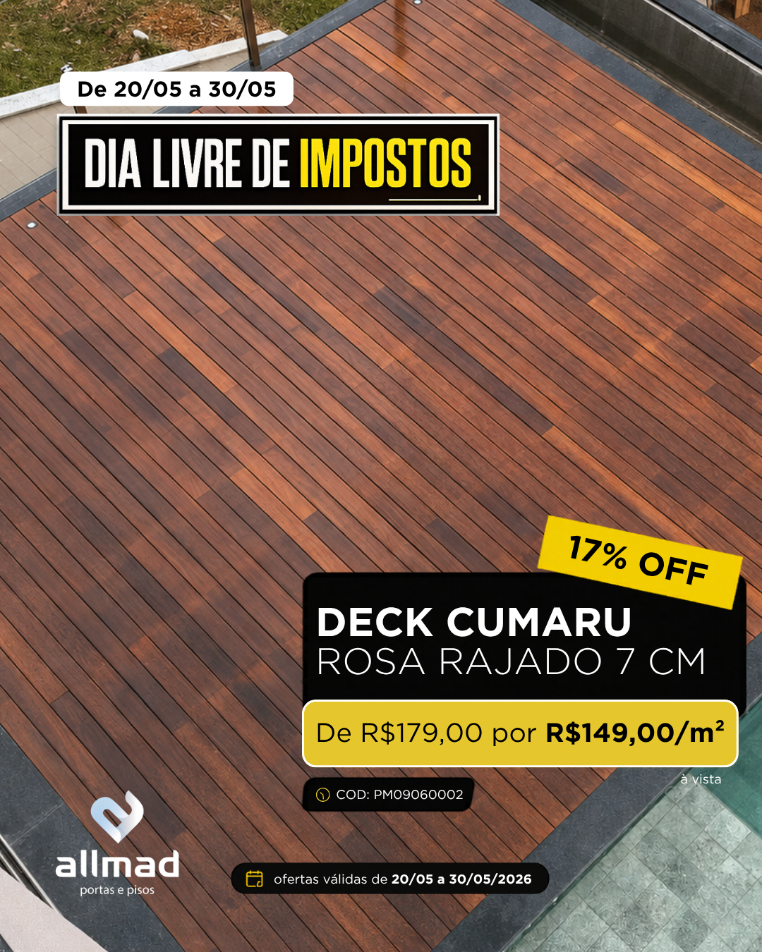 Deck Cumaru Rosa Rajado(Comercial) – 7cm | Valor por m²