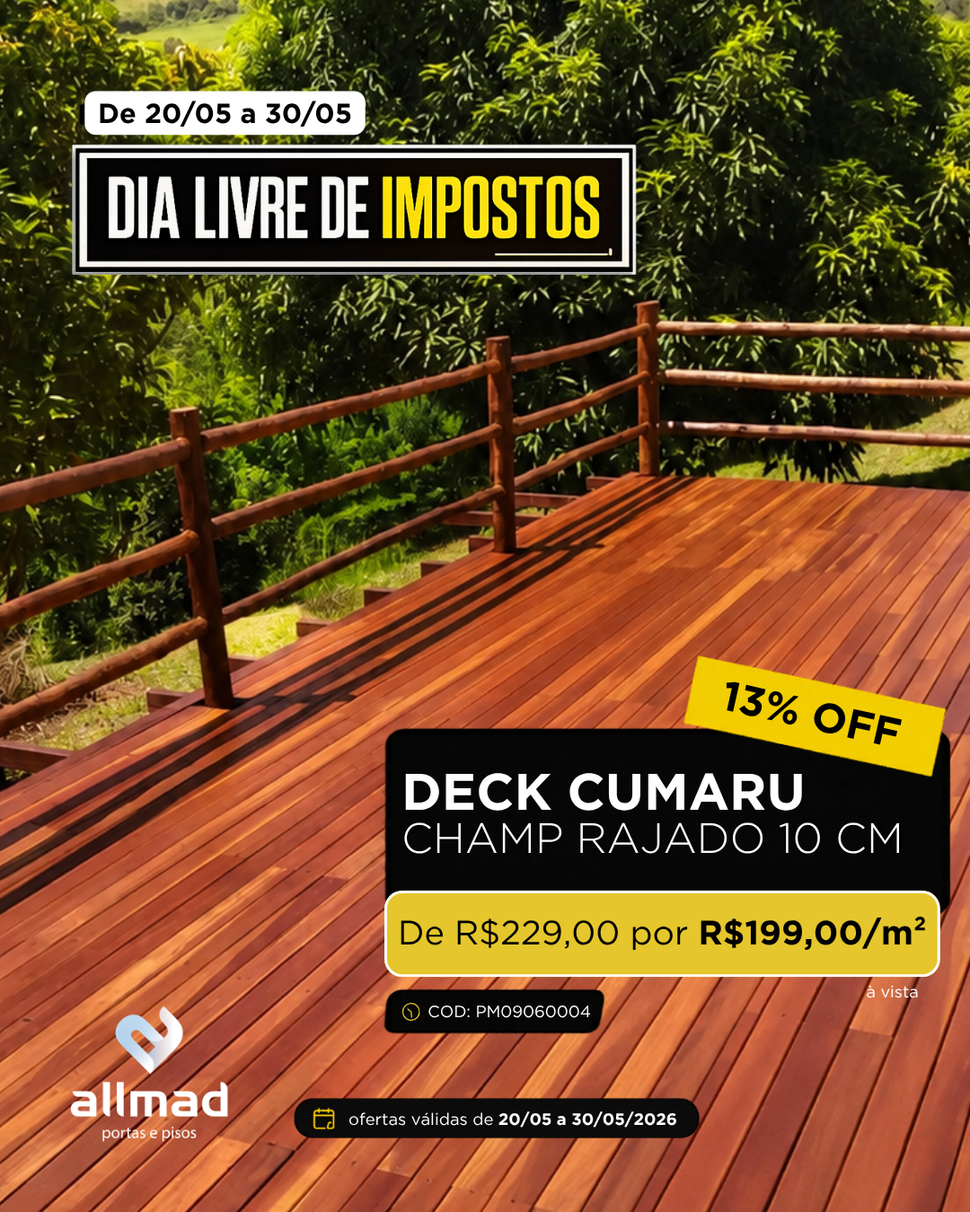 Deck Cumaru Champanhe Rajado – 10cm | Valor por m²