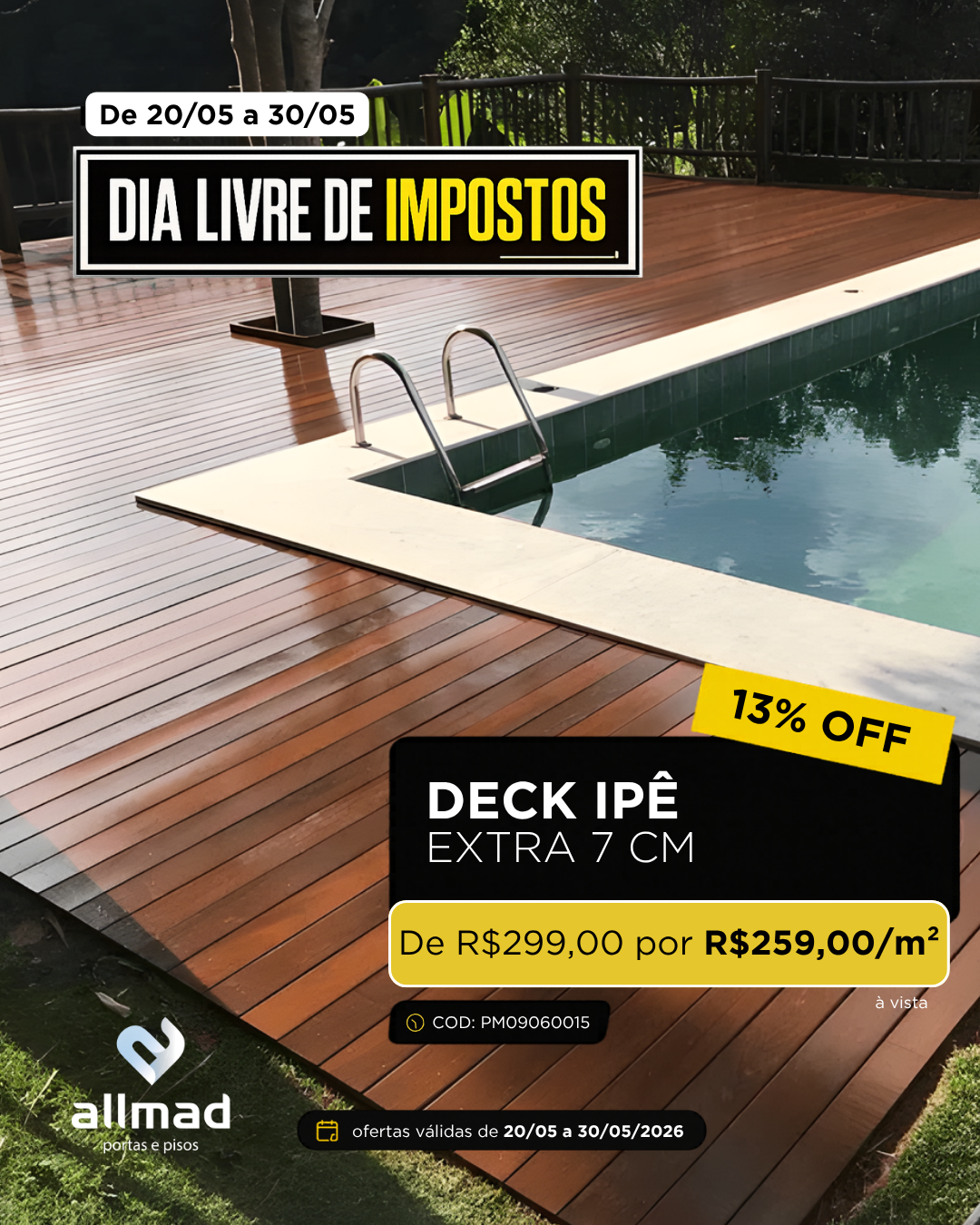 Deck De Madeira Ipê Extra – 7cm | Valor por m²