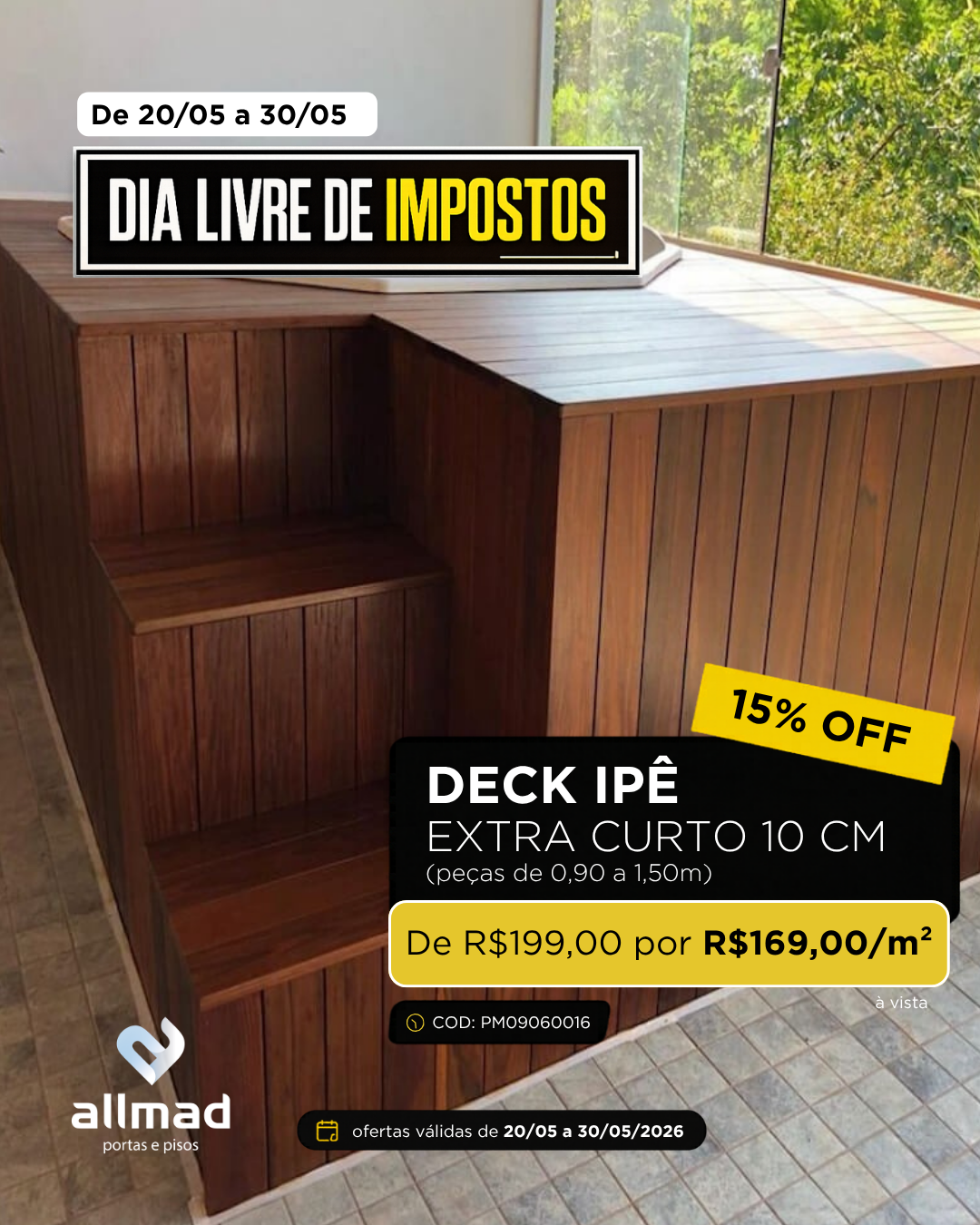 Deck Ipê Extra – 10cm – Curto | Valor por m²