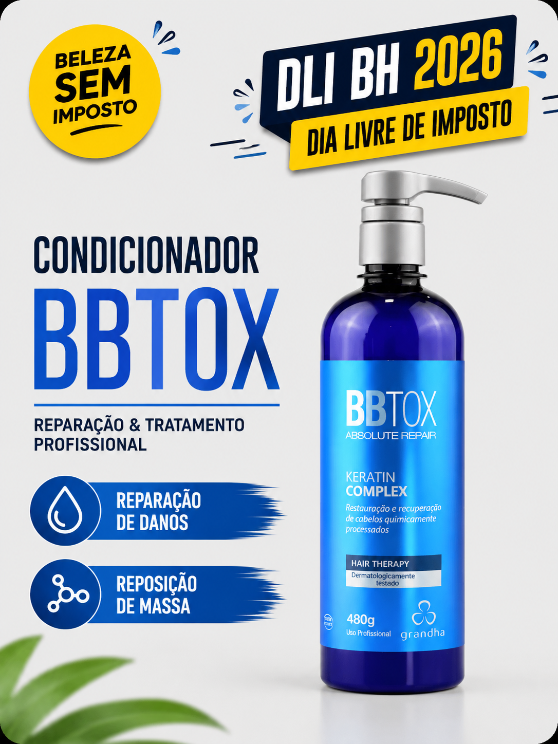 Condicionador BBTOX – Reparação e Tratamento Profissional – 480ml