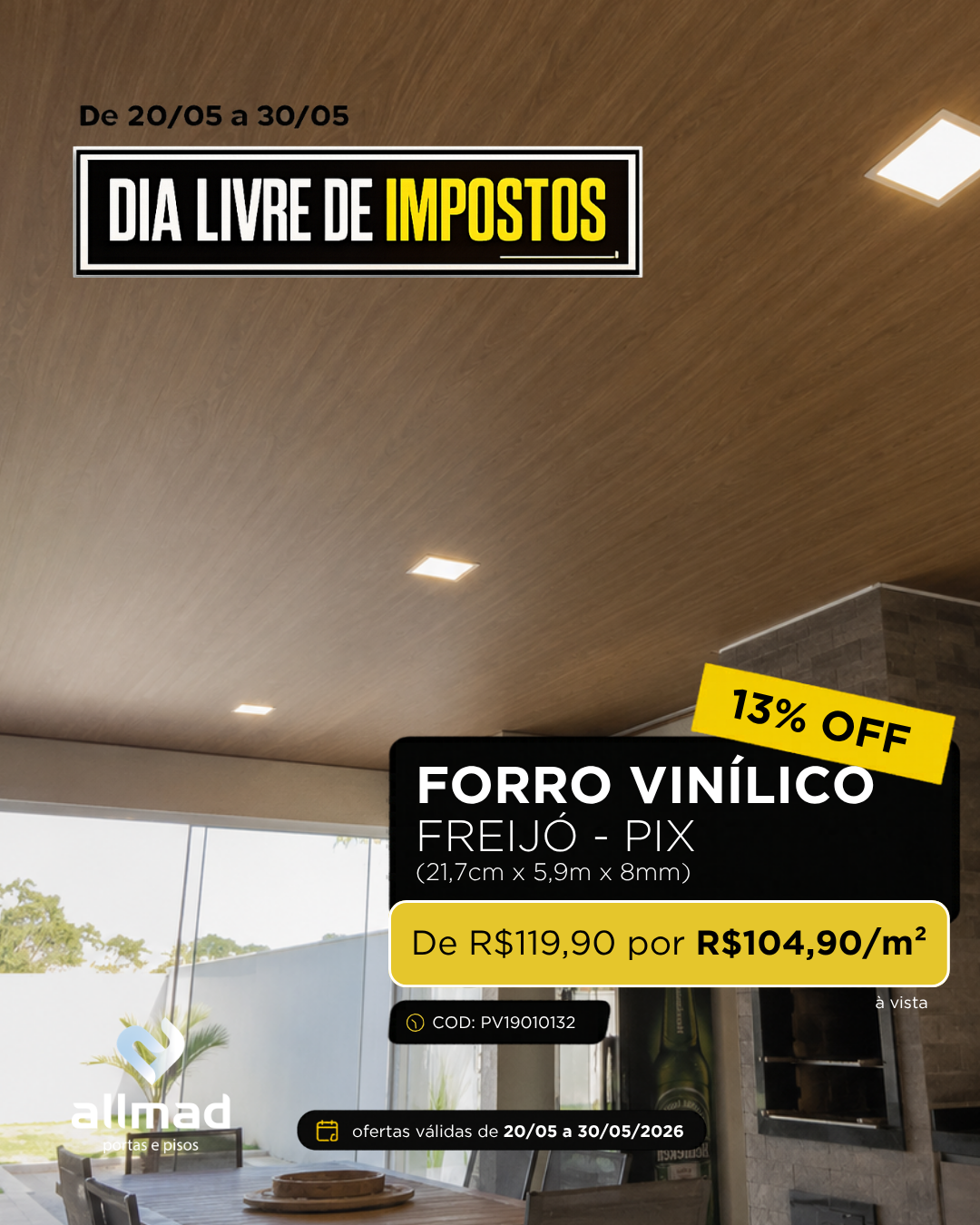 Forro Vinílico PVC Freijó – PIX | Valor por m²