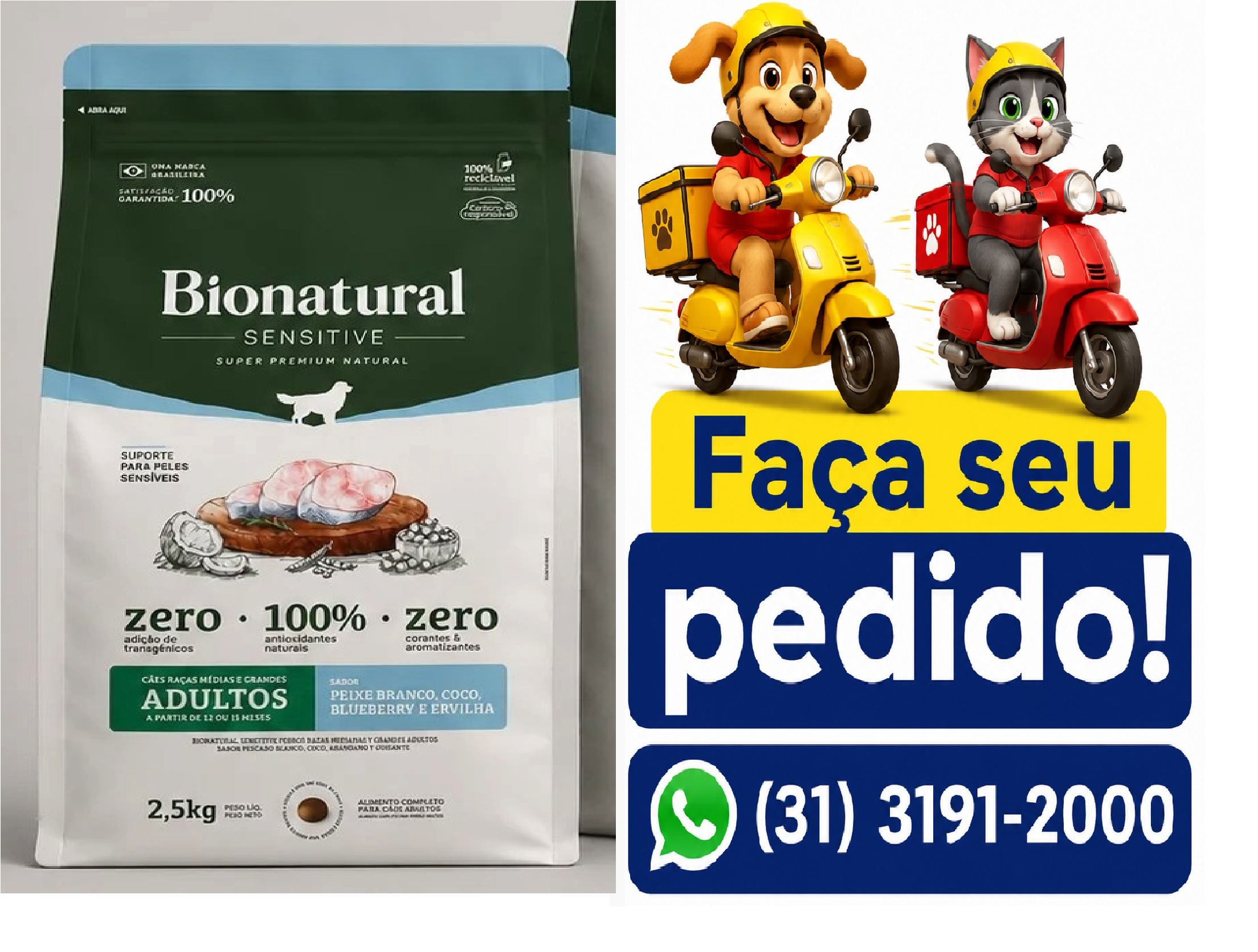 BIONATURAL SENSITIVE CÃES AD RMG 2,5KG