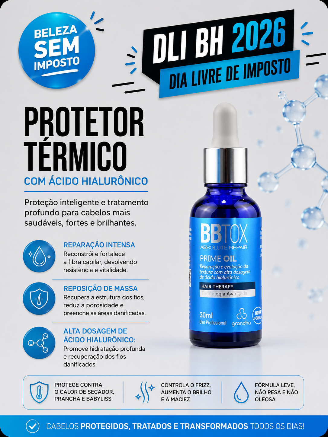 Protetor Térmico com Ácido Hialurônico – 30ml