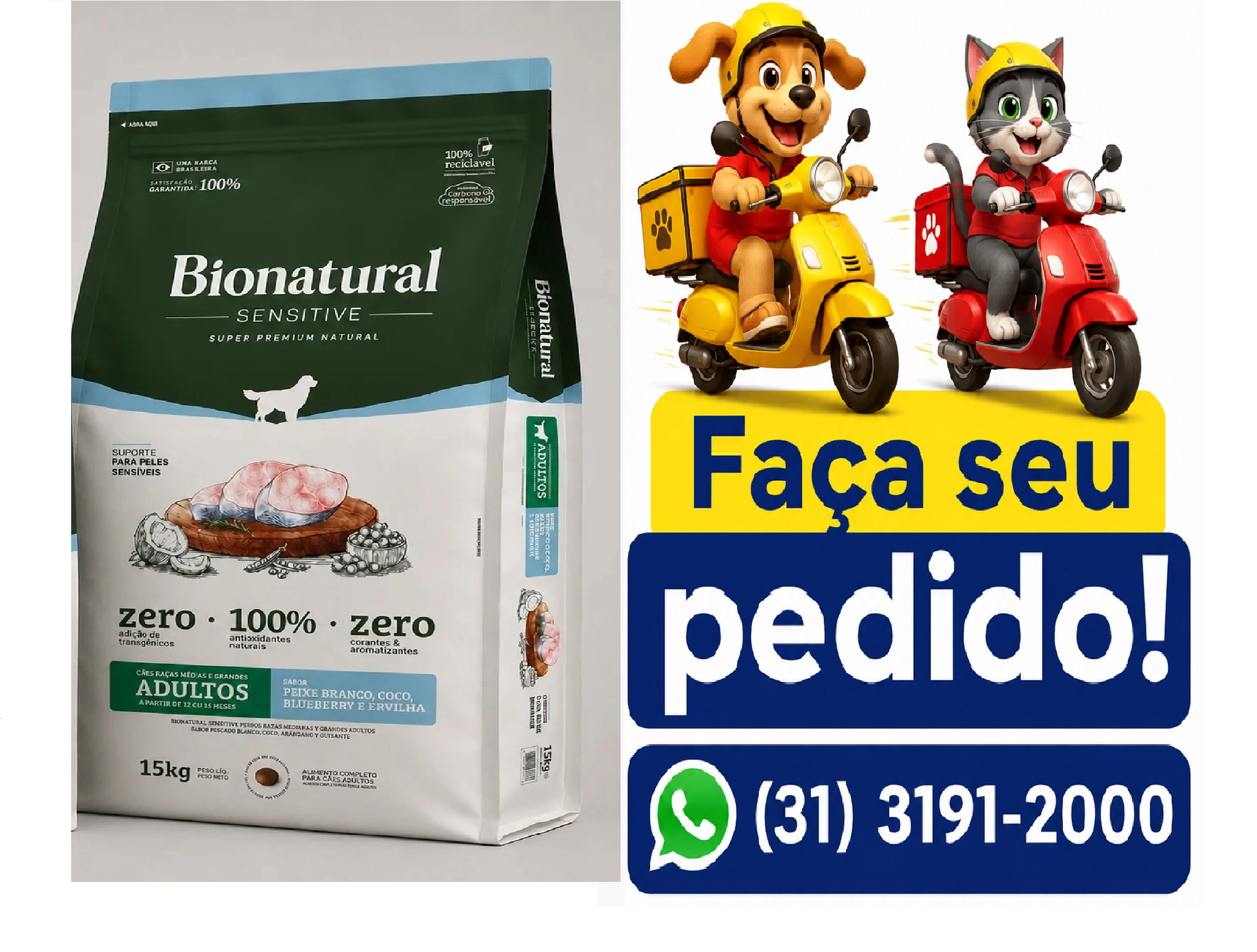 BIONATURAL SENSITIVE CÃES AD RMG 15KG