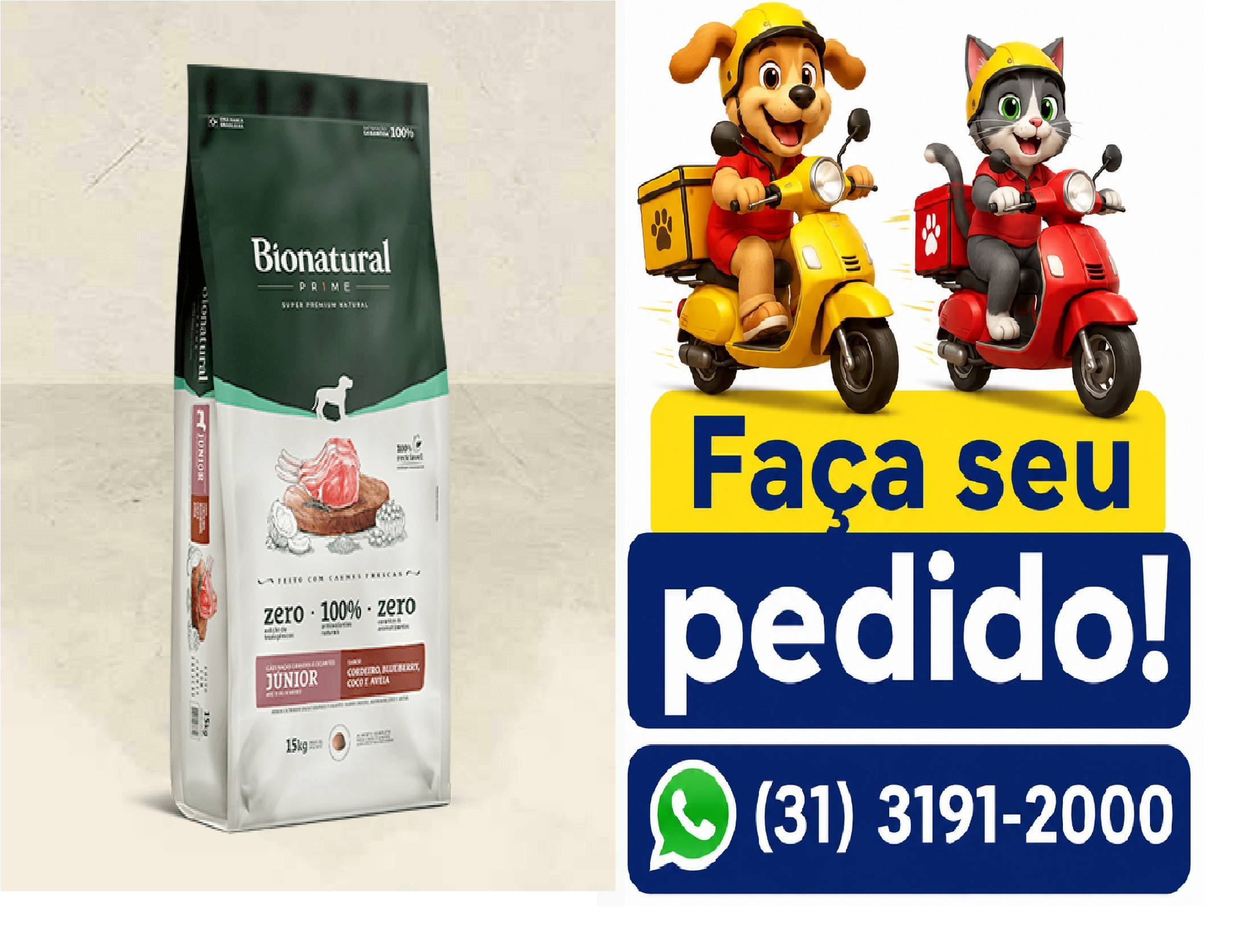 BIONATURAL PRIME CÃES FIL RGG CORD 15KG