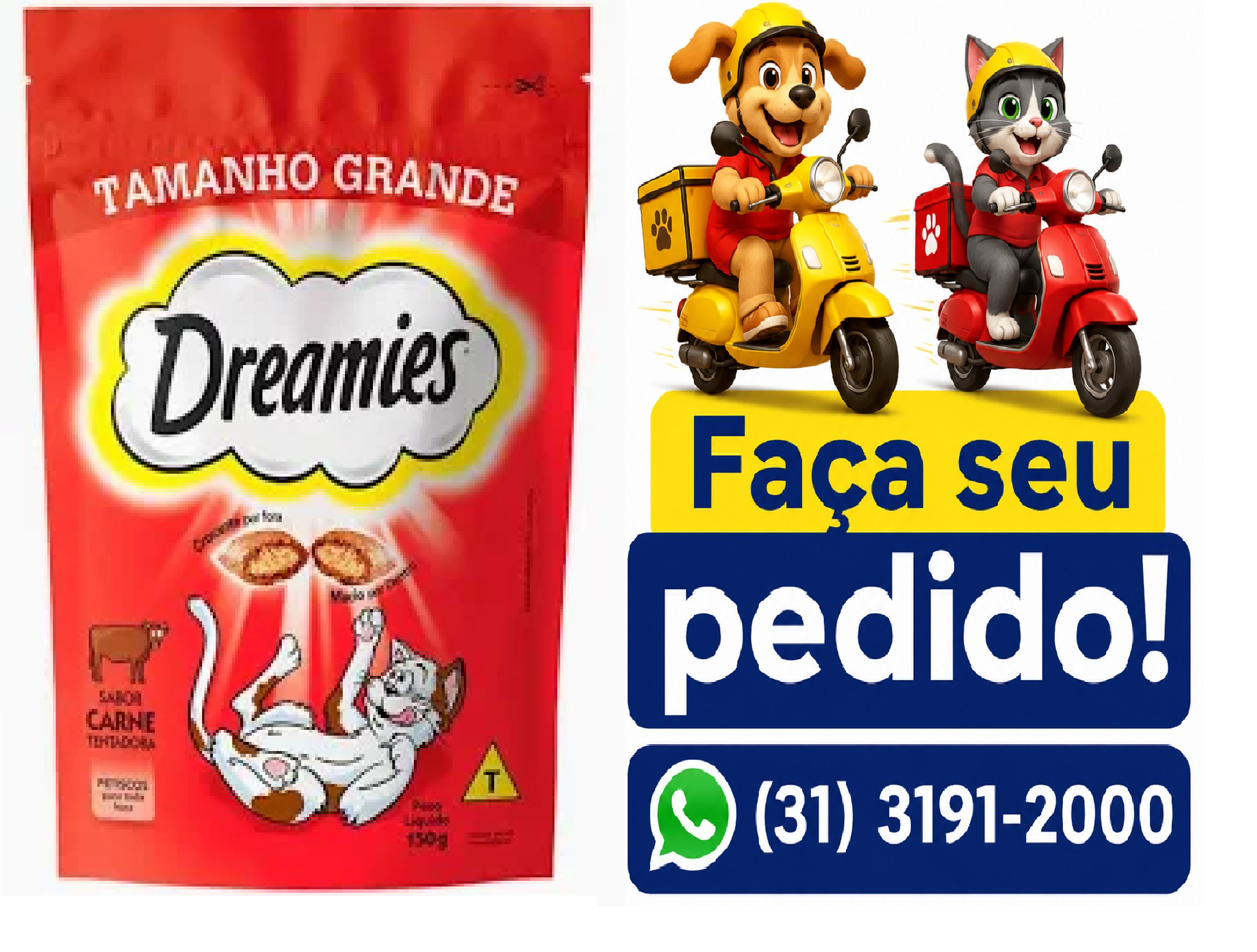 PETISCO DREAMIES P/GATOS CARNE 150G