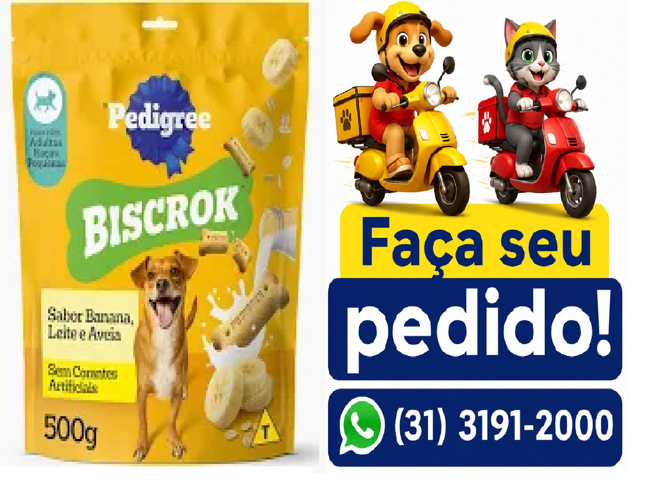 BISCROK RAÇA PEQ BANANA LEITE AVEIA 500G
