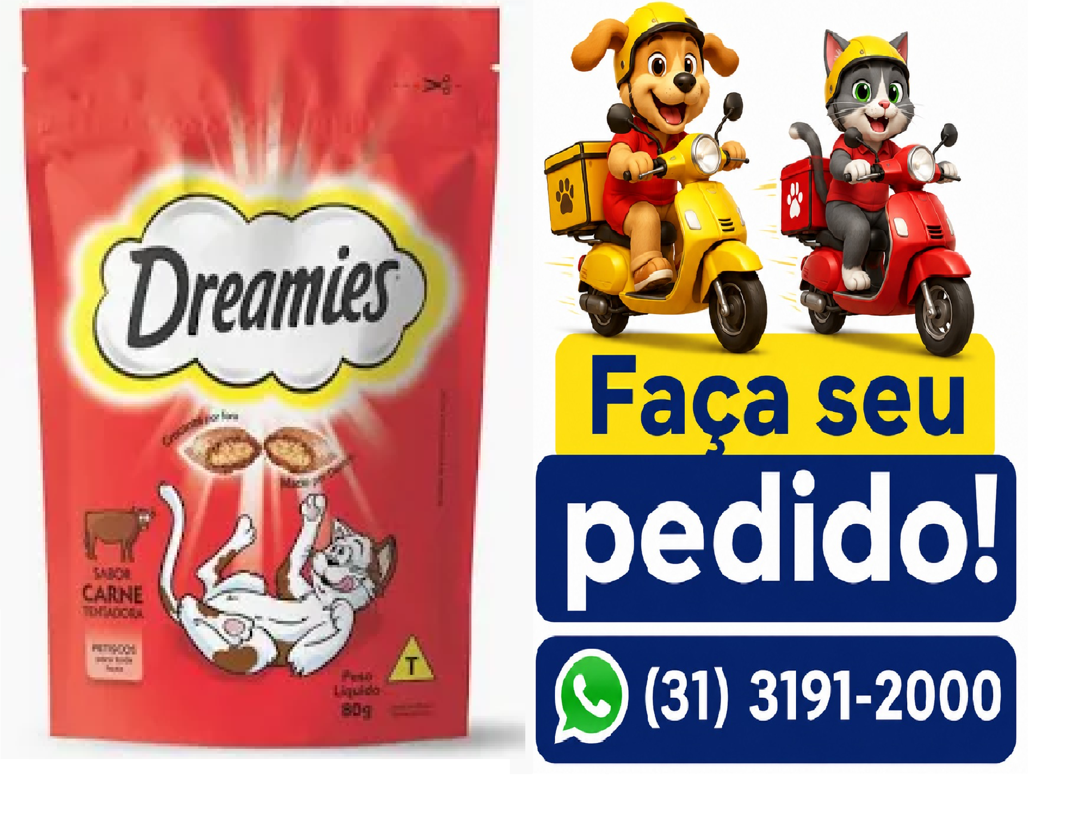 PETISCO DREAMIES SZ GATOS CARN/FRANG 80G