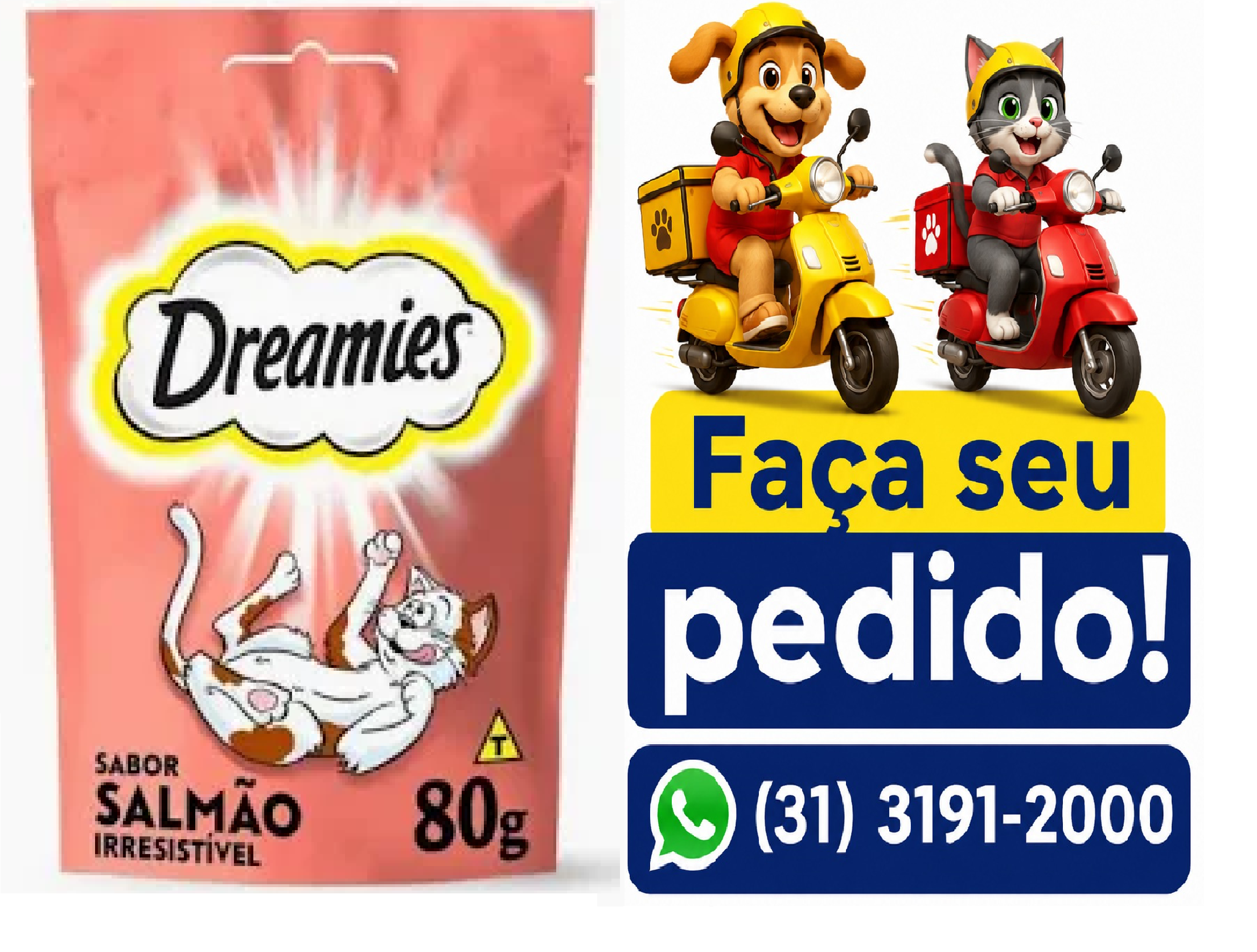 PETISCOS DREAMIES P/GATOS SALMÃO 80G