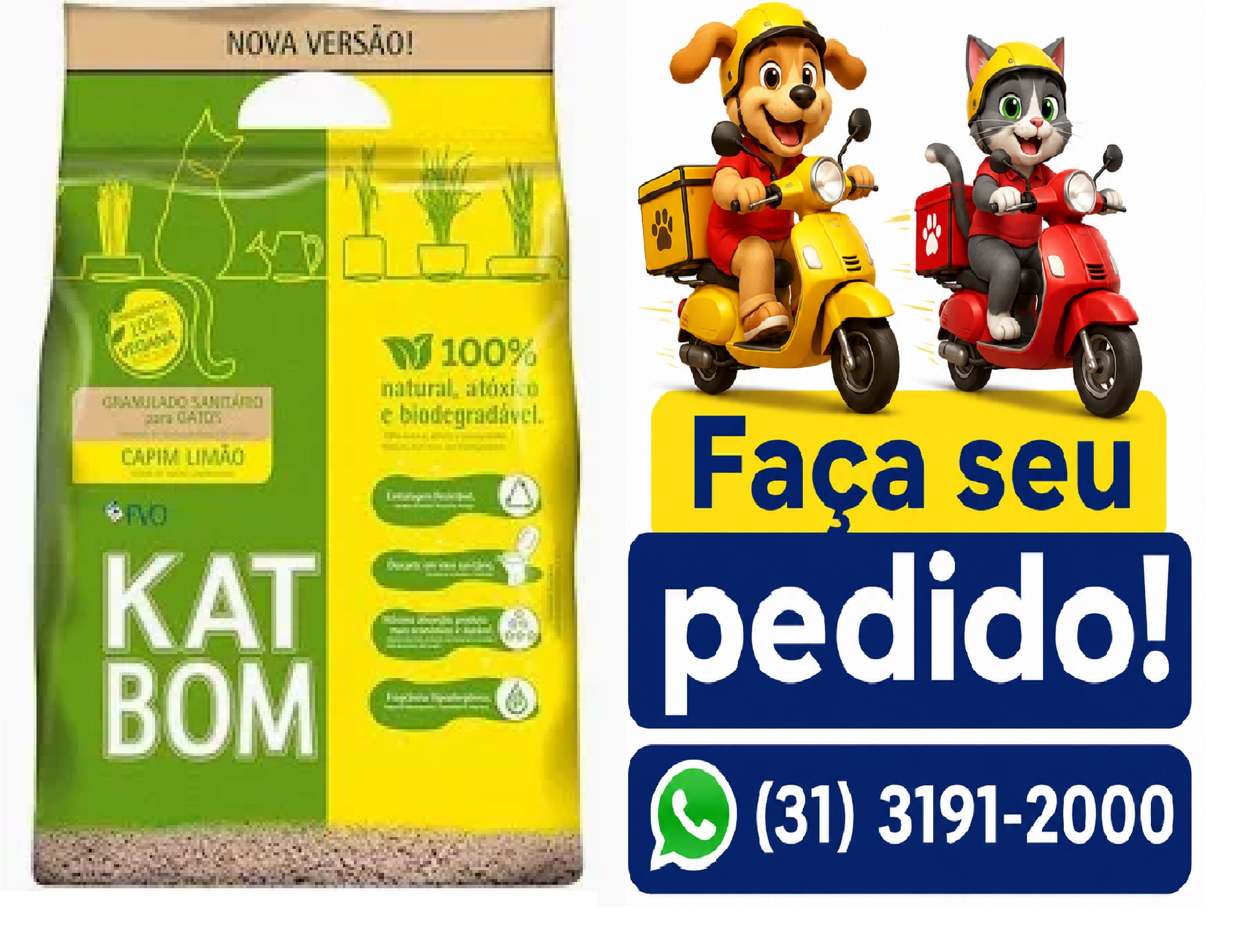 AREIA P/GATO KATBOM CAPIM LIMAO 3KG FVO