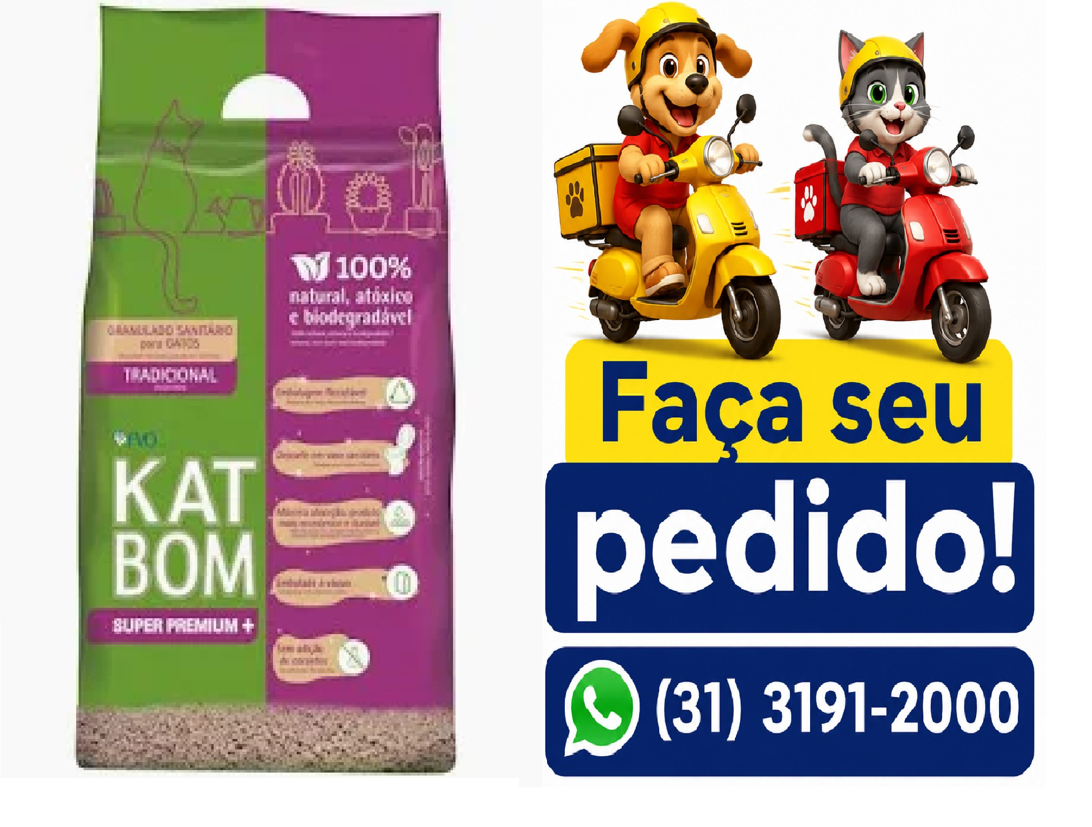 AREIA P/GATO KATBOM NATURAL 3KG FVO