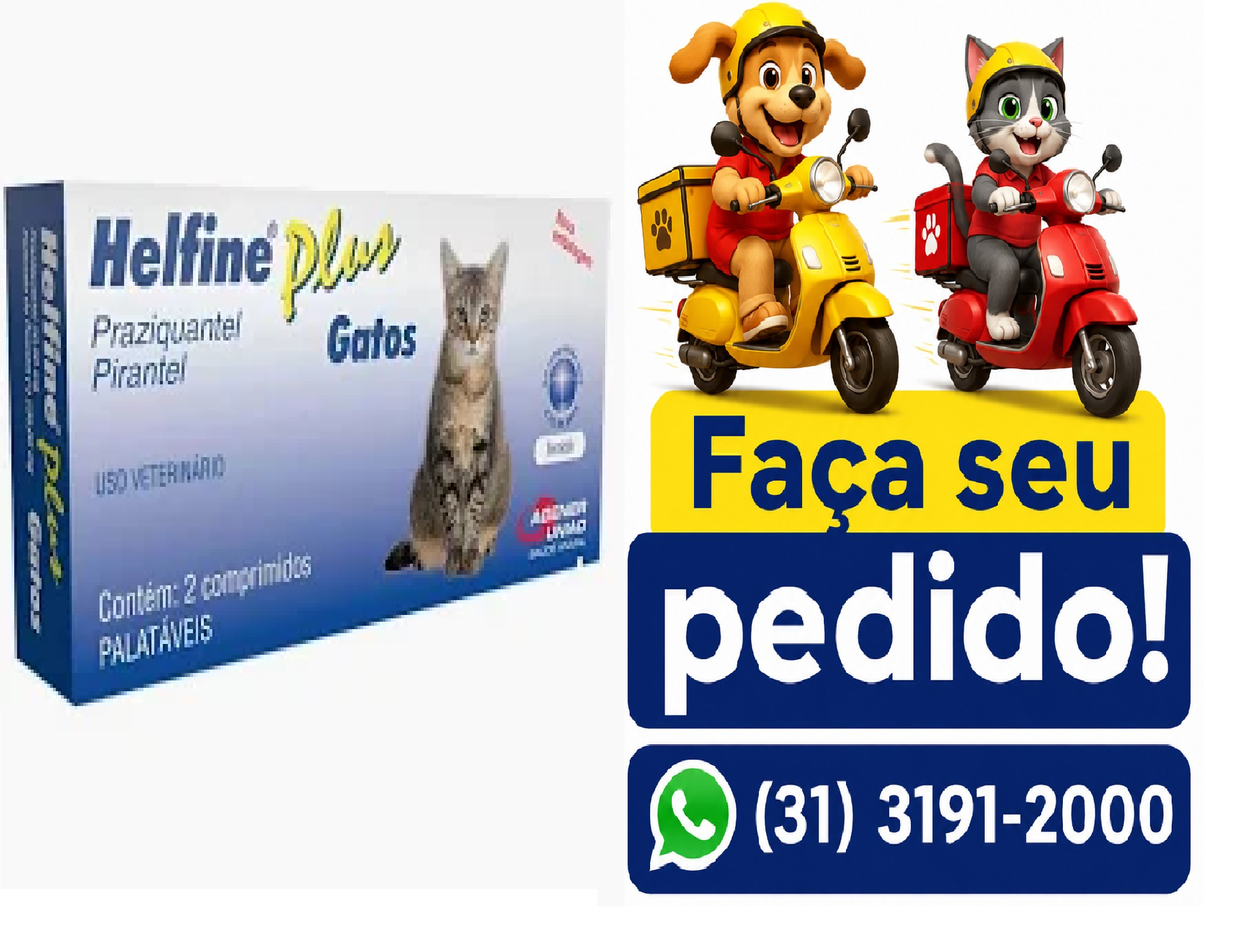 HELFINE COMPRIMIDO GATOS C/ 2 AGENER