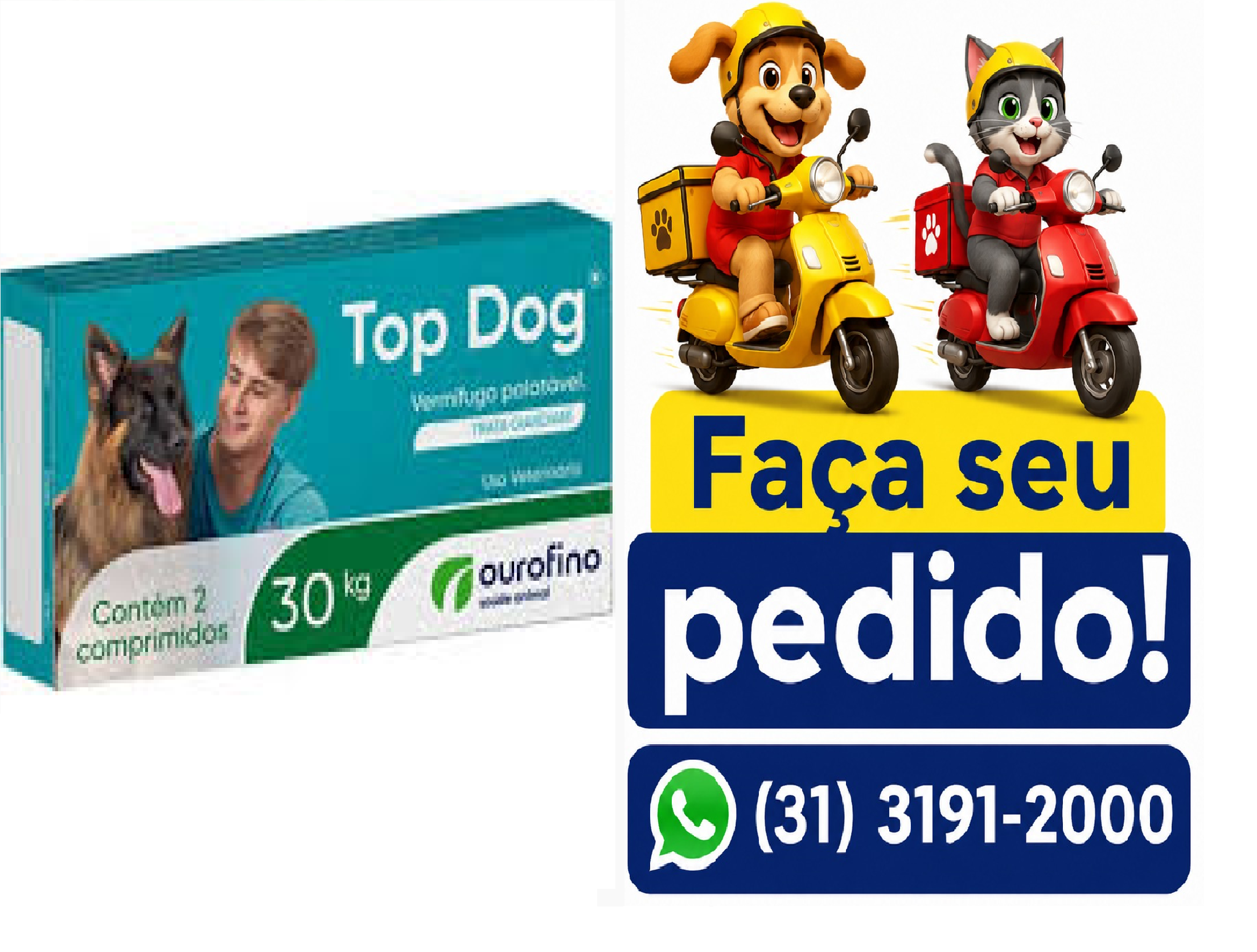 TOP DOG VERMIFUGO 30KG 02 COM OURO FINO