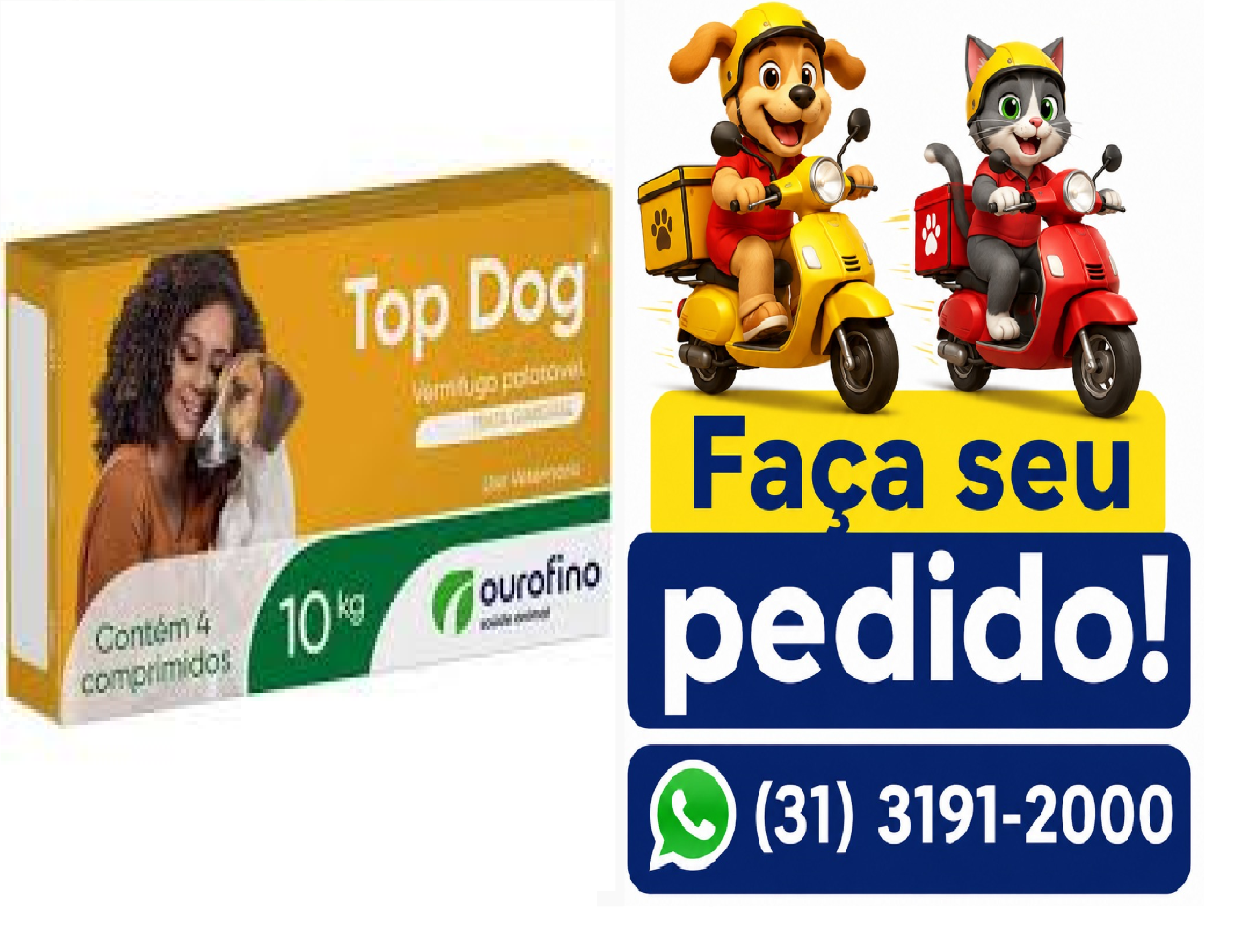 TOP DOG VERMIFUGO 10KG 04 COM OURO FINO