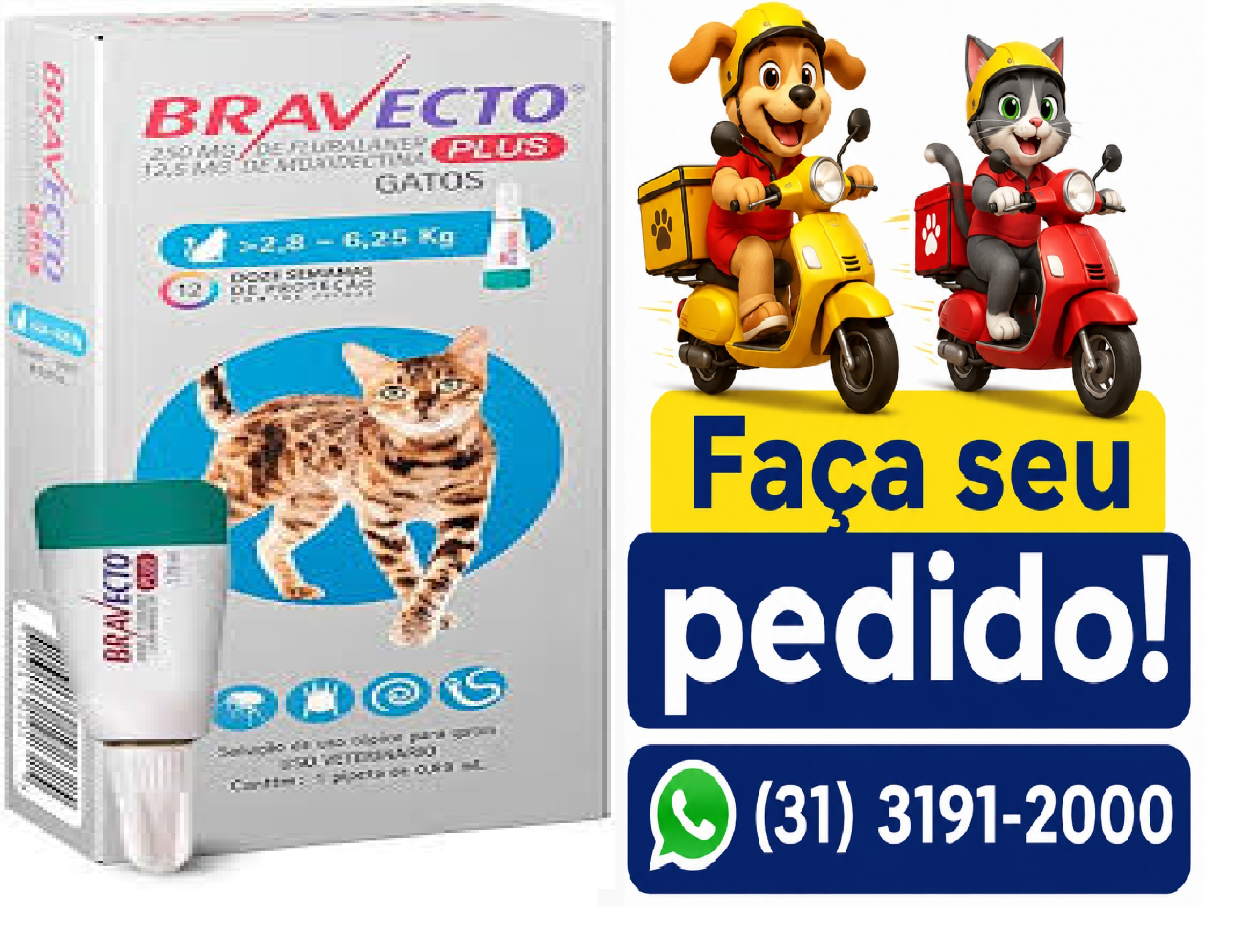 BRAVECTO PLUS GATOS 2,8 A 6,25 KG MSD