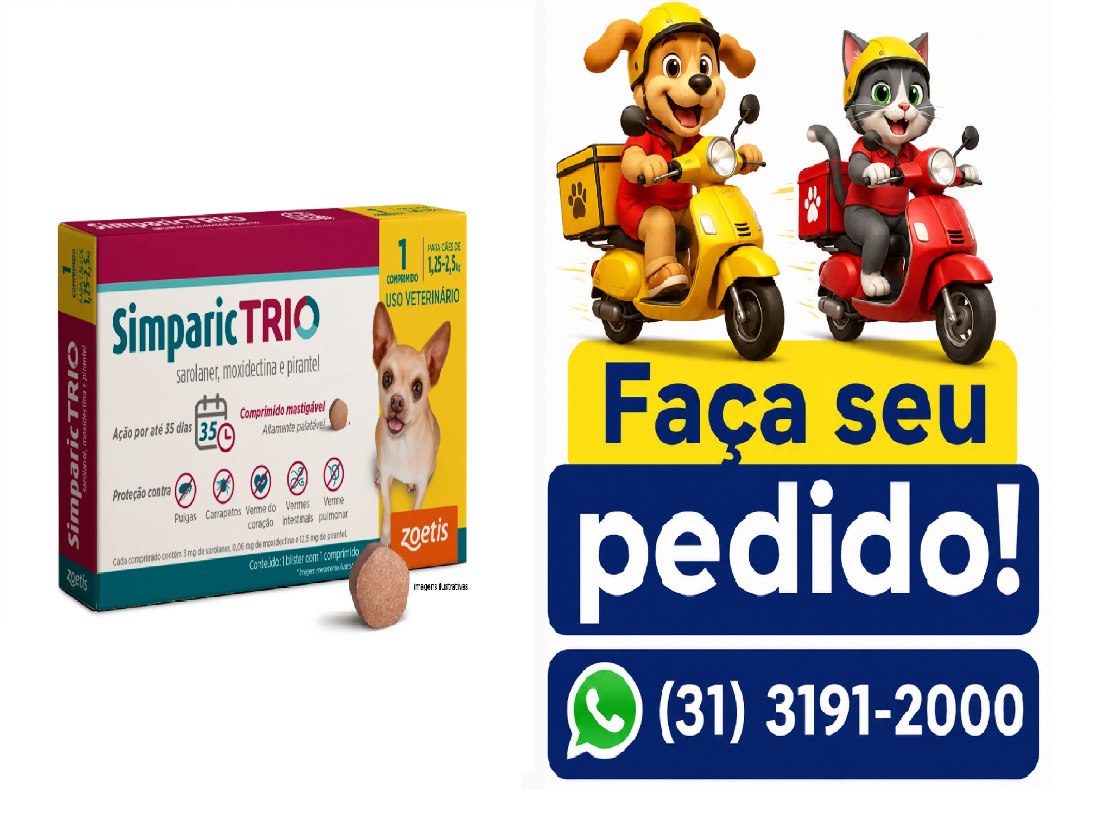 SIMPARIC TRIO 3 MG 1,25 A 2,5KG 1 COMP