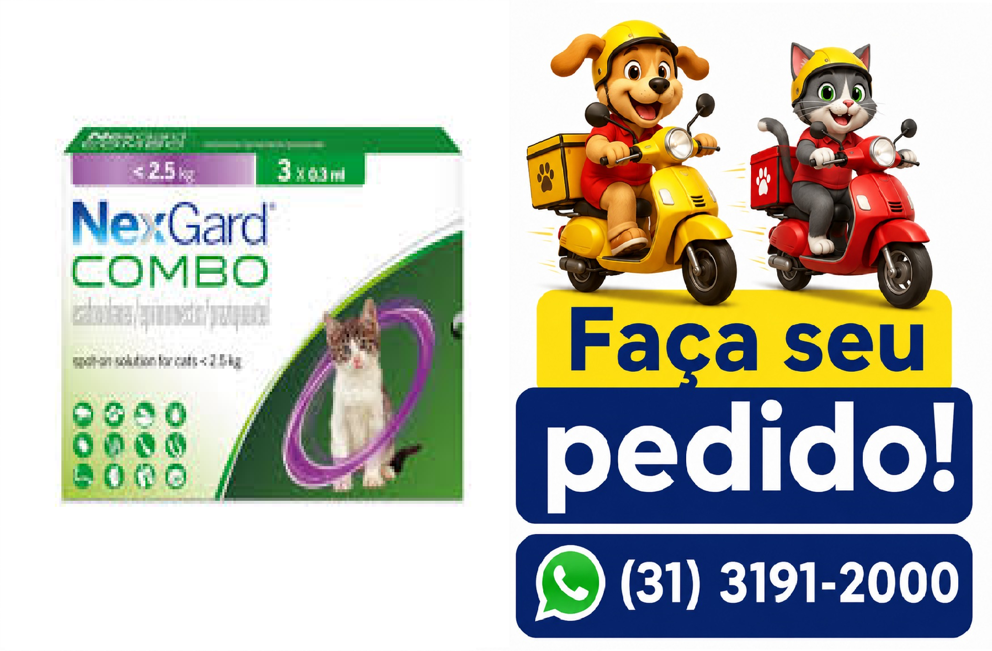 NEXGARD COMB CAT S 0.3ML 0,8 A 2,5KG 1UN