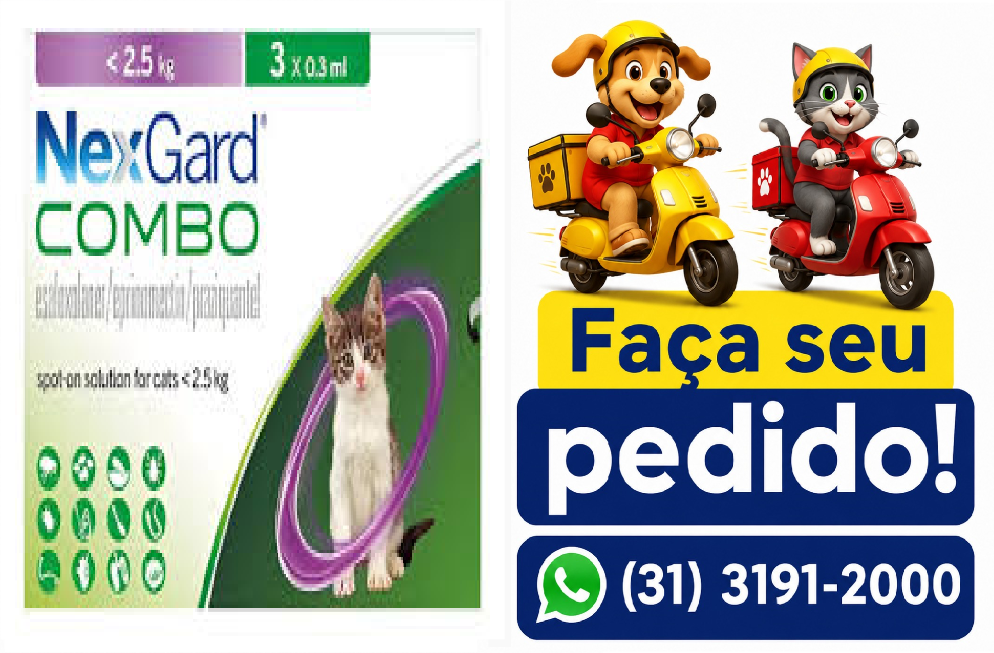 NEXGARD COMB CAT S 0.3ML 0,8 A 2,5KG 3UN