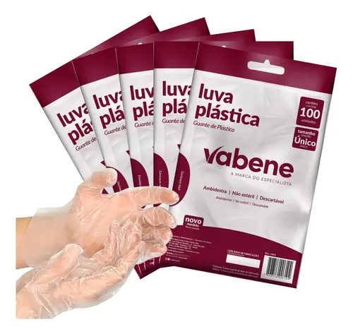 LUVA PLASTICA 100UN/PCT – Vabene