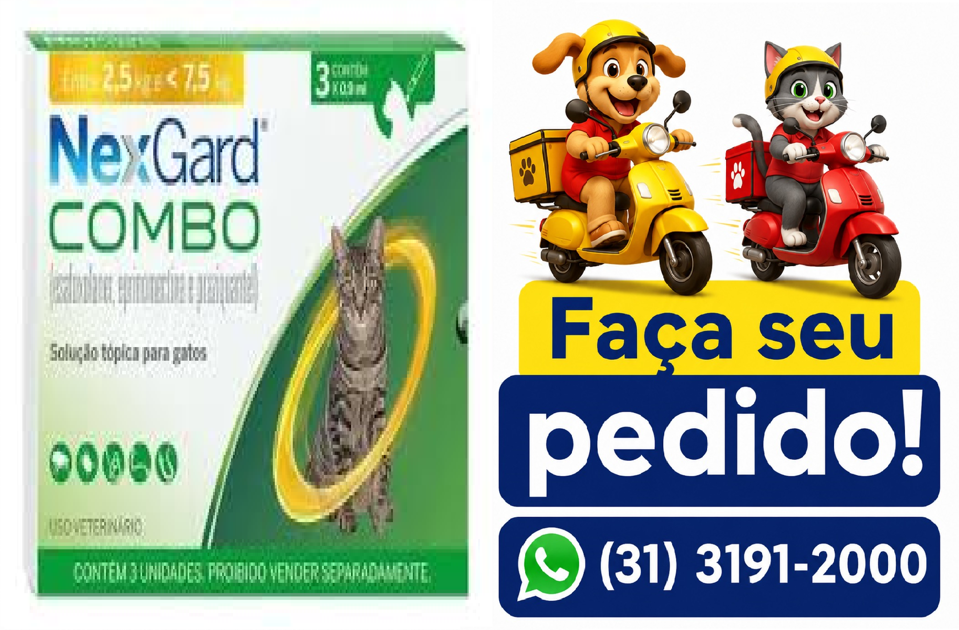 NEXGARD COMB CAT L 0.9ML 2,5 A 7,5KG 3UN