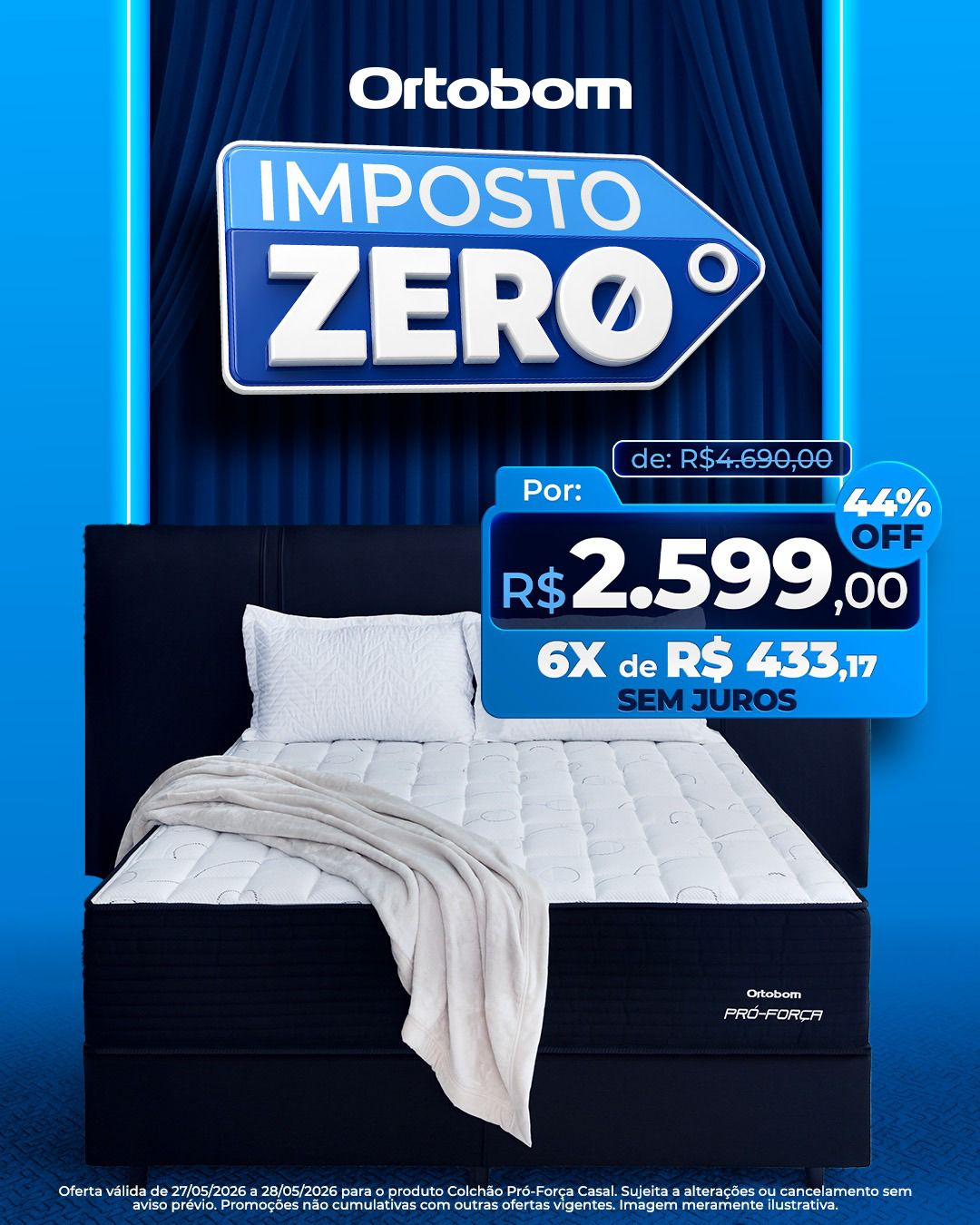 Colchão Casal PRÓ-FORÇA(Espumas especiais) 1,38 x 1,88 x 31