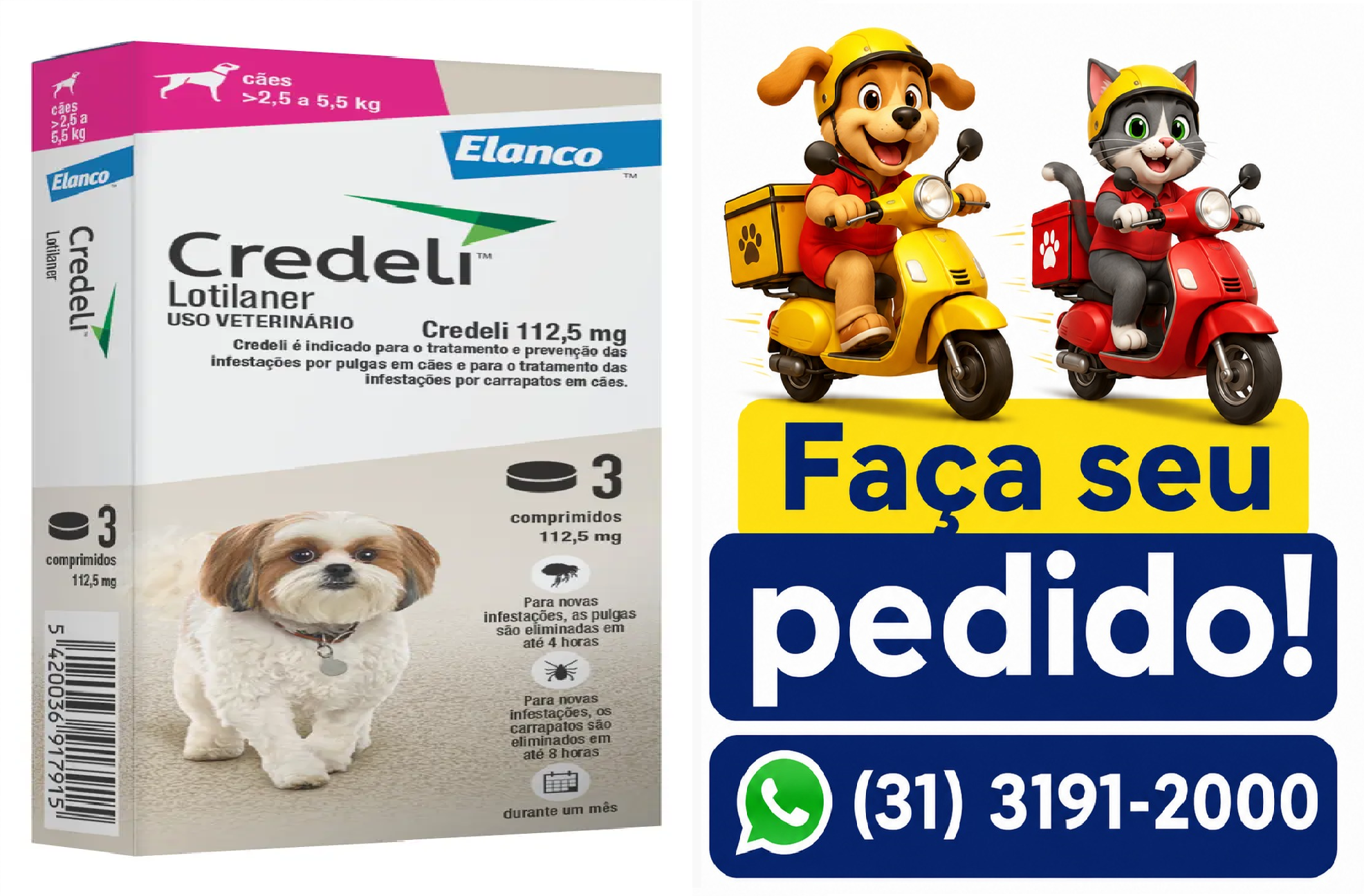 CREDELI 2,5 A 5,5KG 112,5MG 3 COMP ELANC