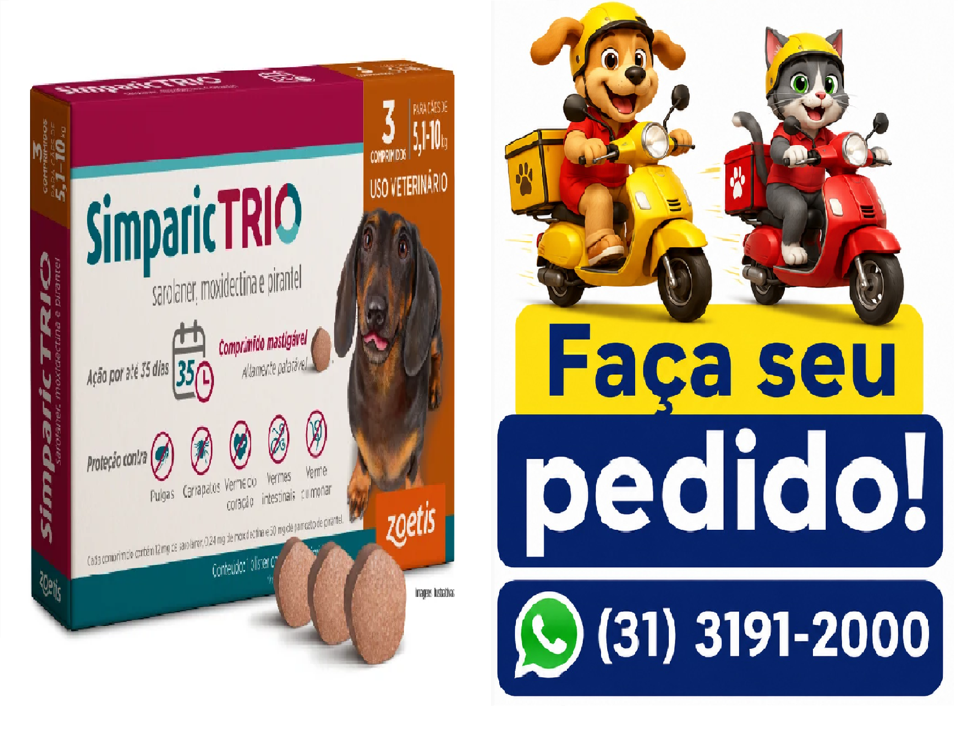 SIMPARIC TRIO 12 MG 5,1 A 10KG 3 COMP