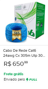 Cabo CAT6 – Rolo 306 metros V06