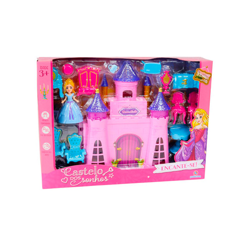 Castelo de Princesa Infantil Polibrinq 14 Peças com Boneca e Acessórios Quarto Menina