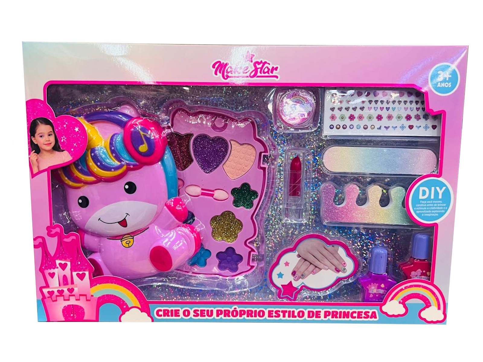 Kit Maquiagem e Unha Infantil Unicórnio Make Star DIY – 3559