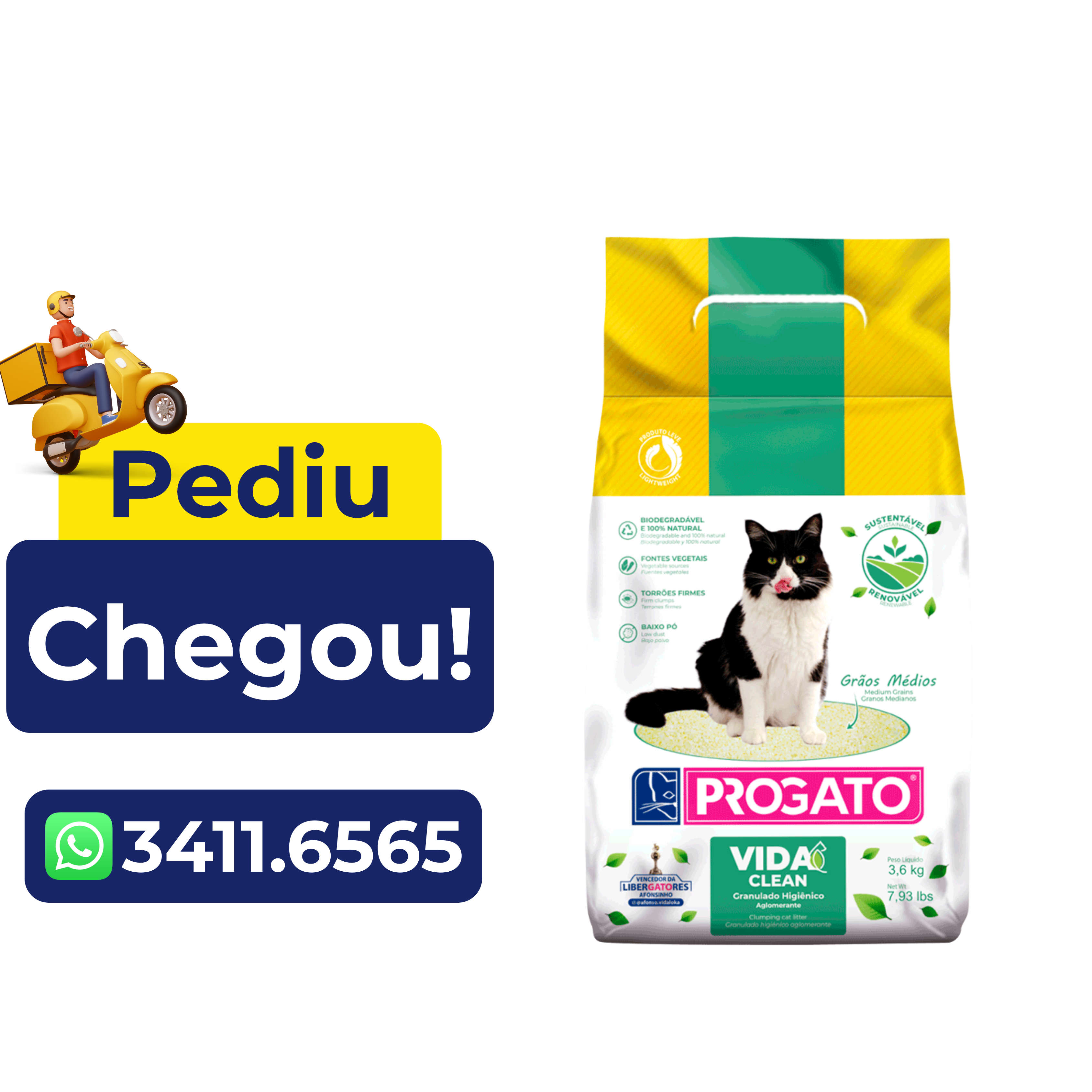 Areia Granulado Higiênico Natural Progato Vida Clean (Vida Limpa) 10kg