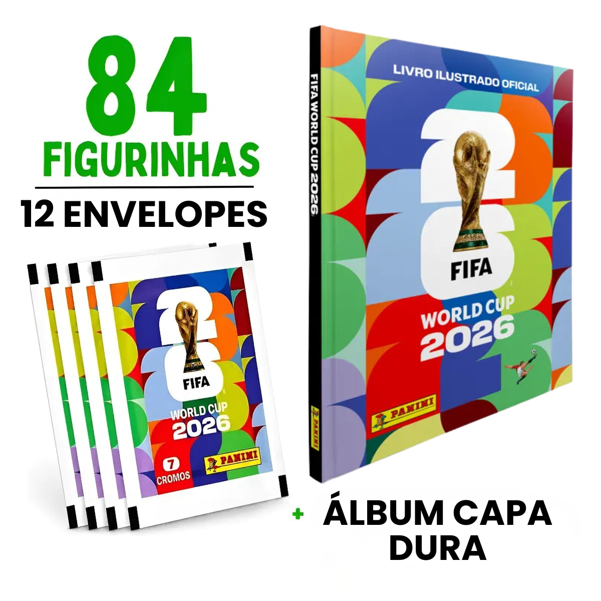 Kit Album Capa Dura Copa 2026 FIFA Panini e 84 figurinhas