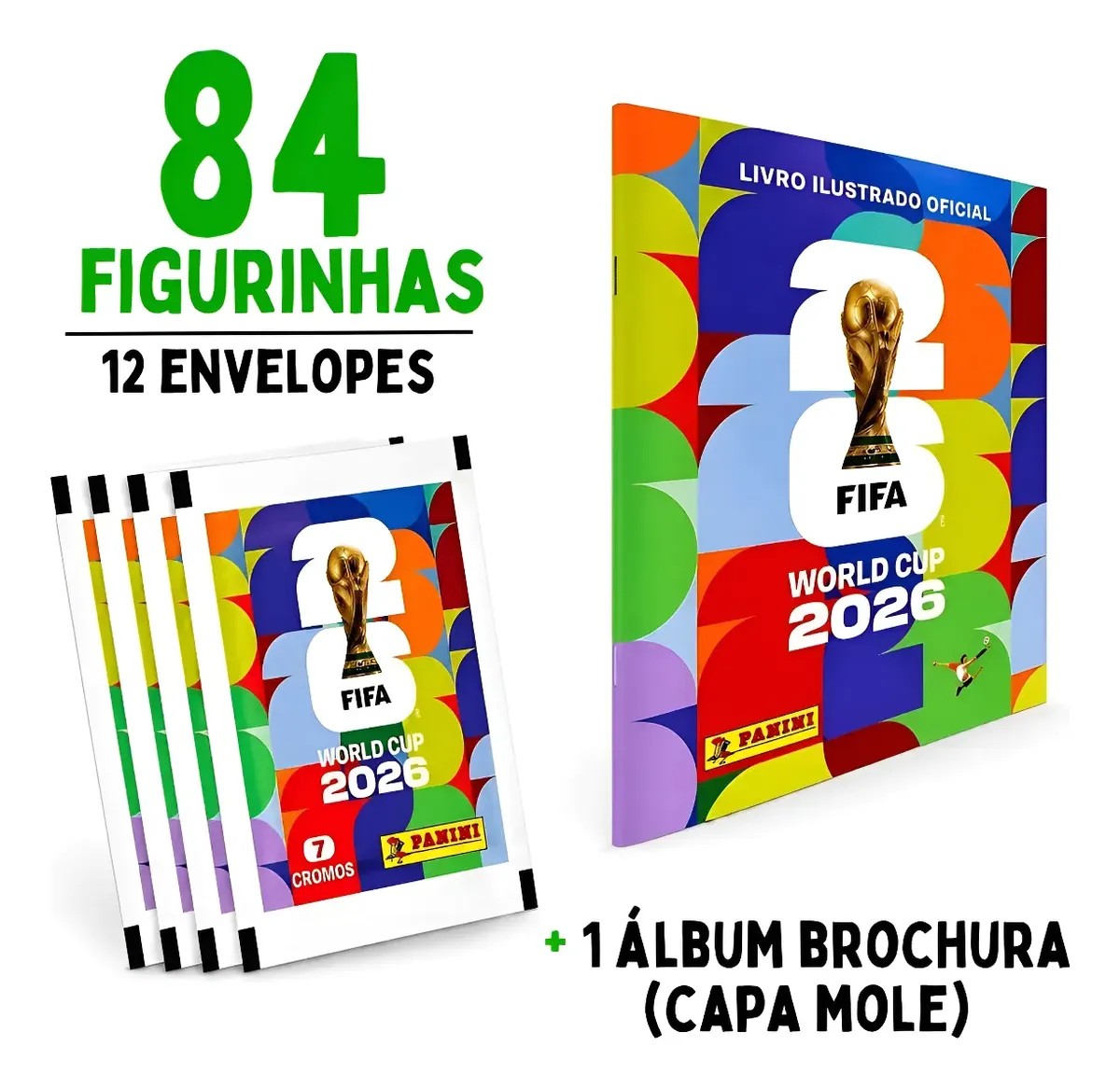 Kit Album Capa Cartão Copa 2026 FIFA Panini e 84 figurinhas