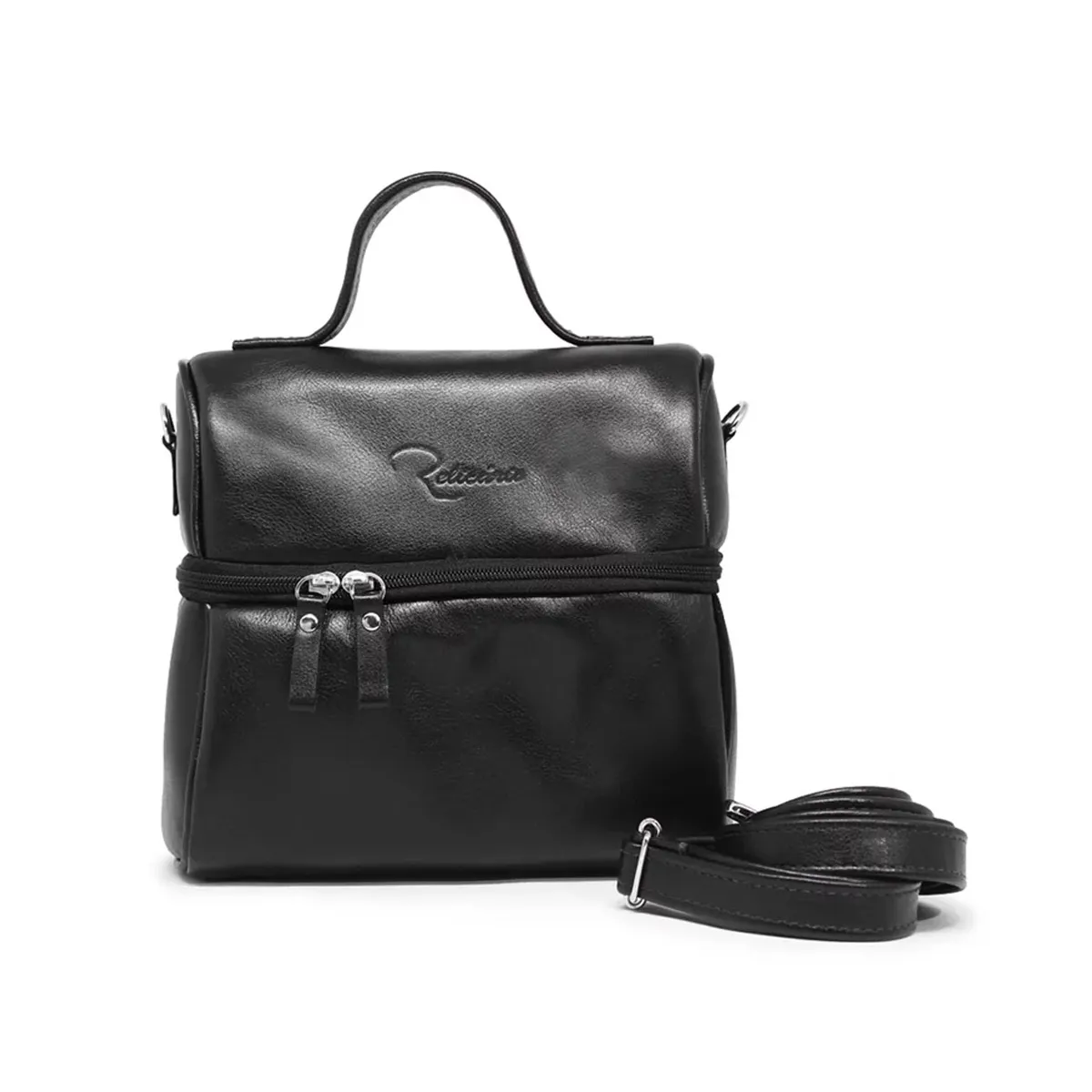 Bolsa Térmica para Marmita Lancheira de Couro Sam Cor:Preto