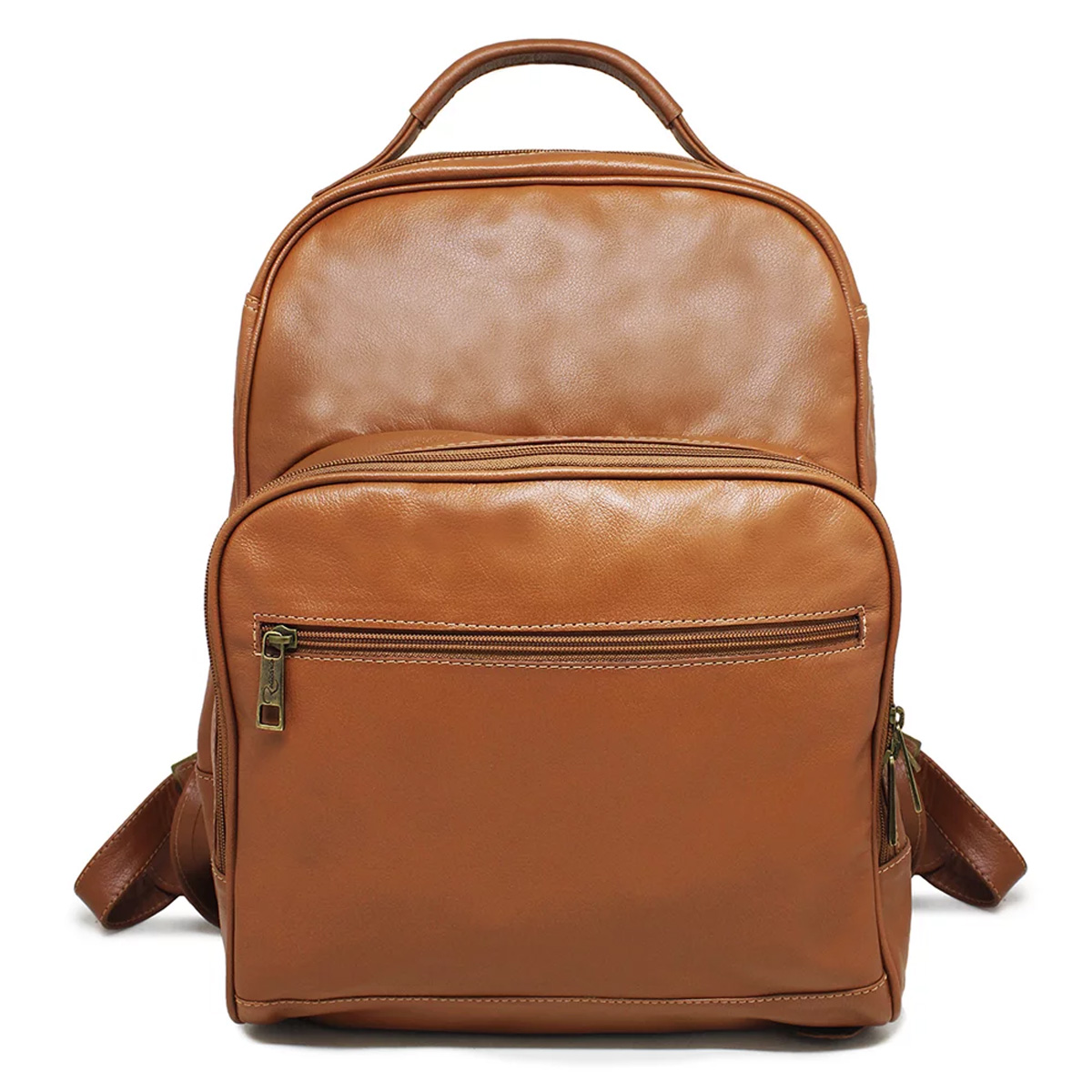 Mochila de Couro Unissex Theo Cor:Caramelo