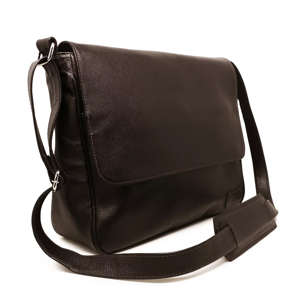 Bolsa Carteiro Masculina de Couro Renné Cor:Marrom Café