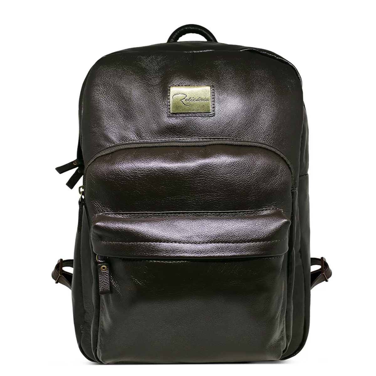 Mochila de Couro Unissex Enzo Grande 15,6 Cor:Marrom Café